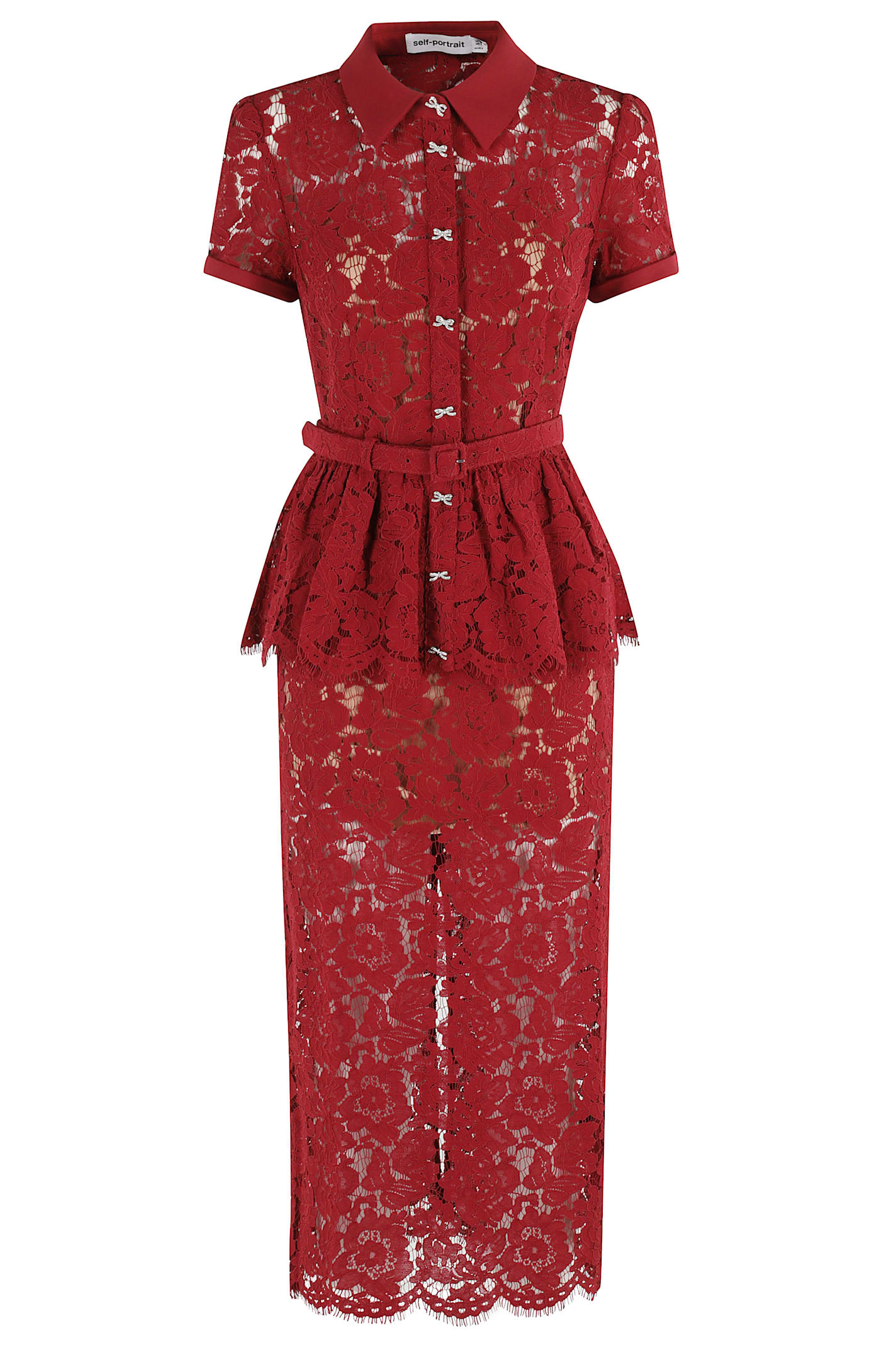 Lace Peplum Midi Dress