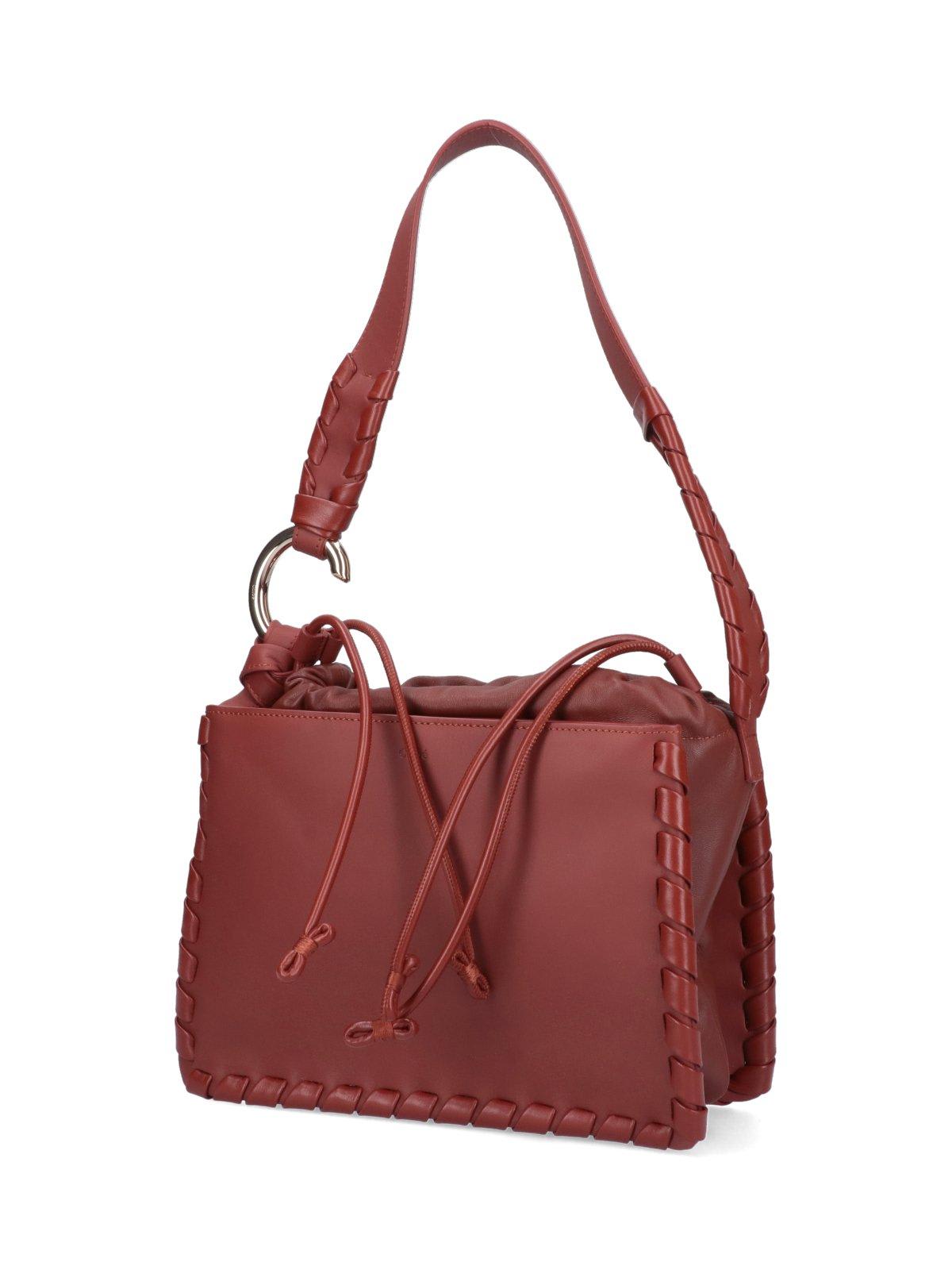 Shop Chloé Mate Multi-gusset Shoulder Bag In Leather Brown