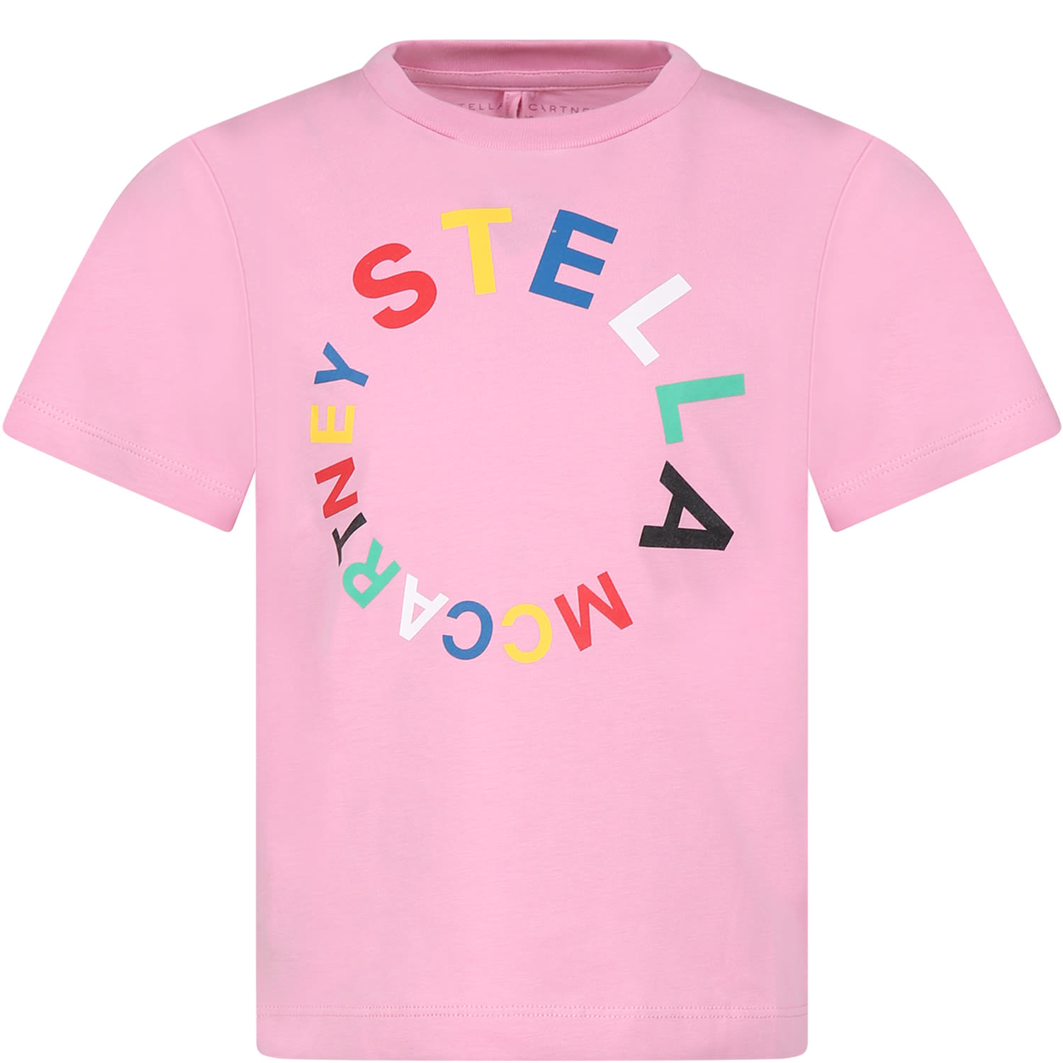 STELLA MCCARTNEY PINK T-SHIRT FOR GIRL WITH LOGO