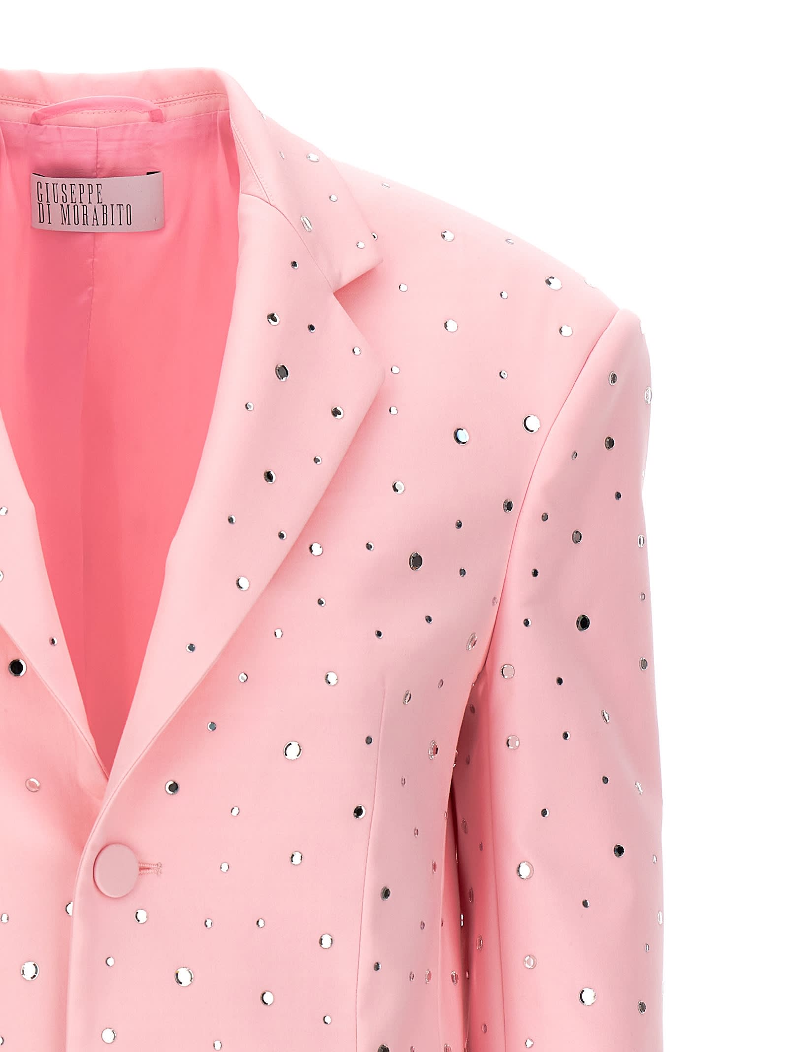 Shop Giuseppe Di Morabito All-over Crystal Blazer In Pink