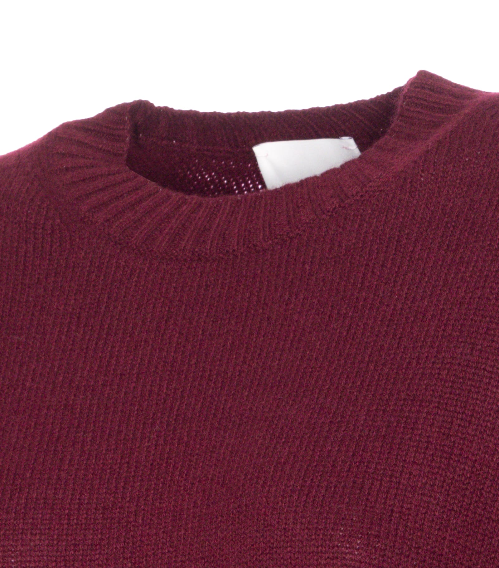 Allude Crew-neck Ribbed-knit Sweater In Burgundy