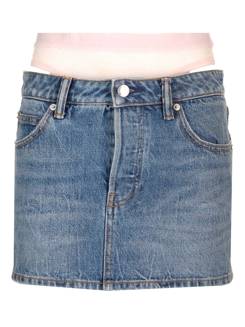 Shop Alexander Wang Mini Skirt In Blue