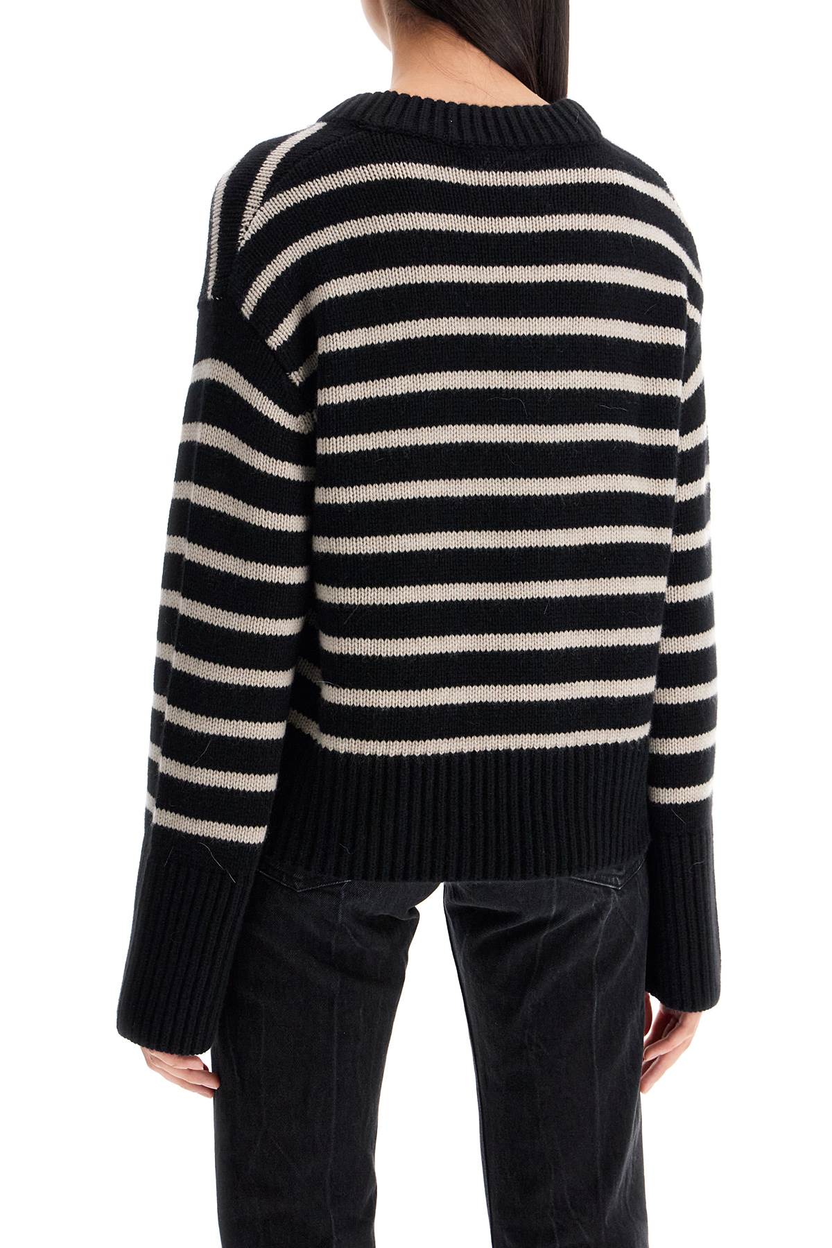 Shop Lisa Yang Striped Cashmere Sony Pullover Sweater In Black/sand Stripes (black)