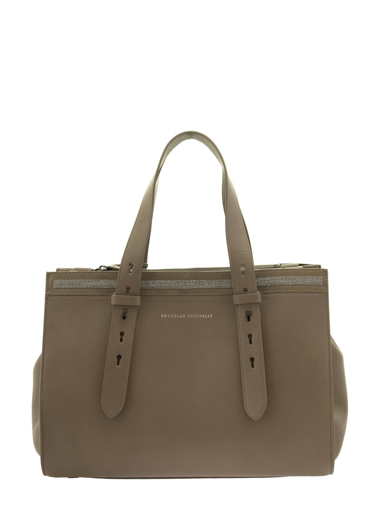 Brunello Cucinelli Polished Calfskin Bag With Precious Band