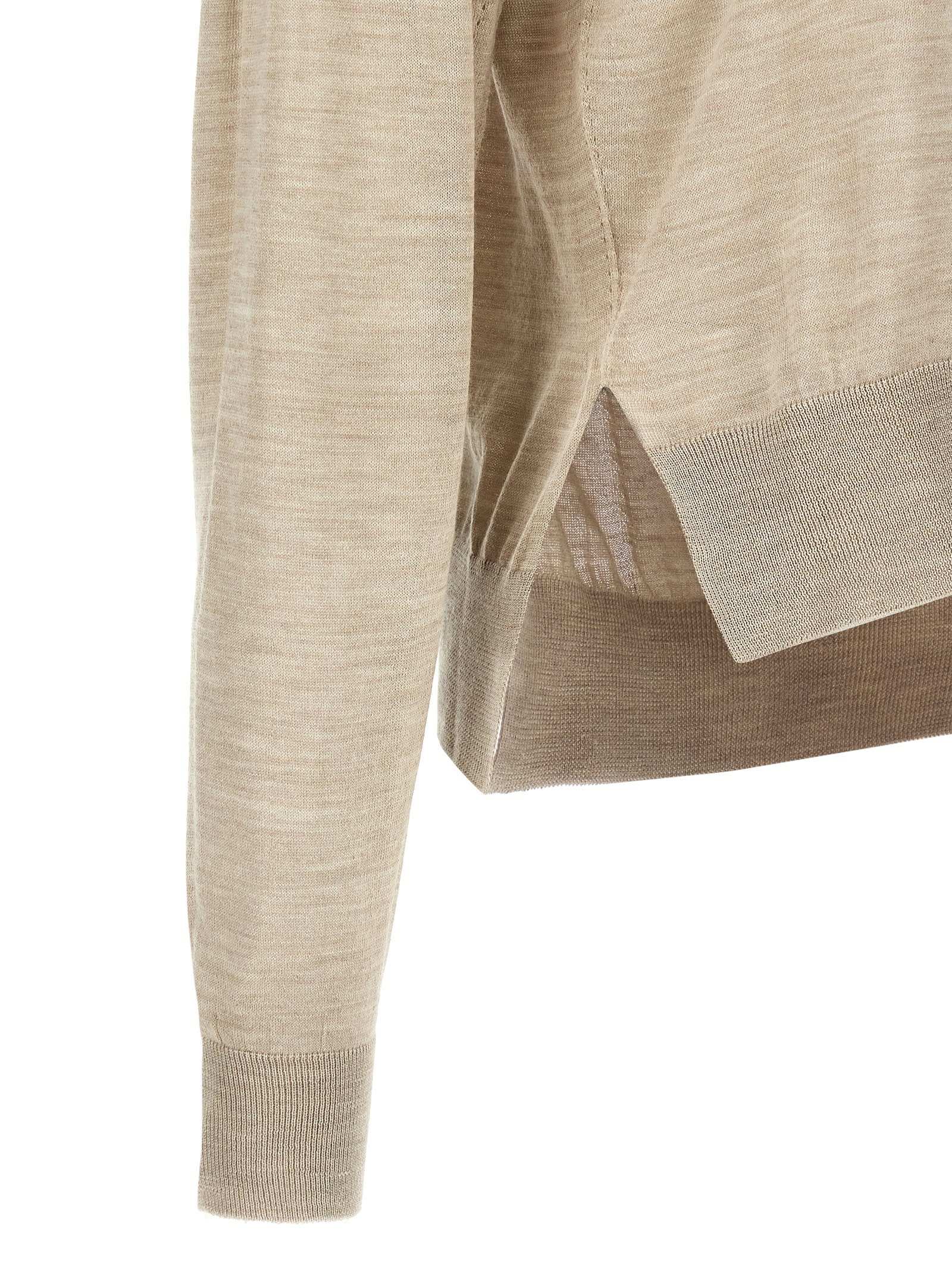 Jil Sander Asymmetrical Mesh Sweaters And Cardigans In Beige