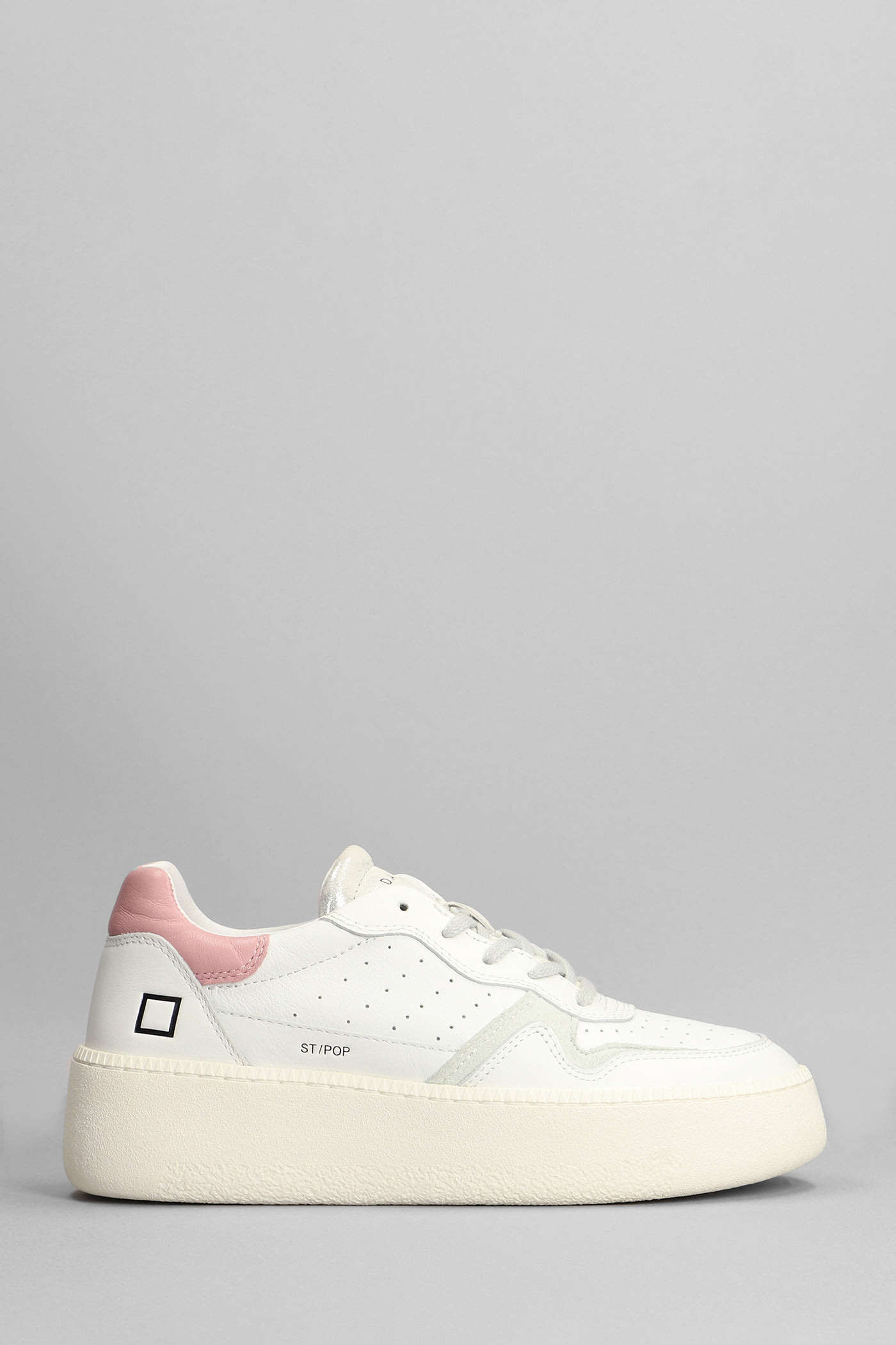 D.A.T.E. Step Pop Sneakers In White Leather And Fabric