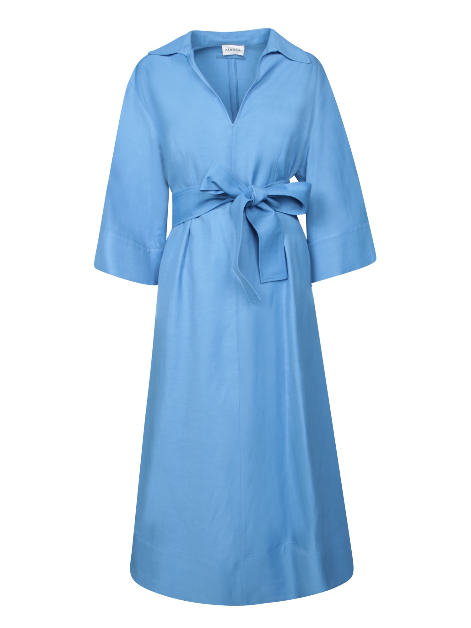 Parosh Blue Linen-viscose Midi Dress