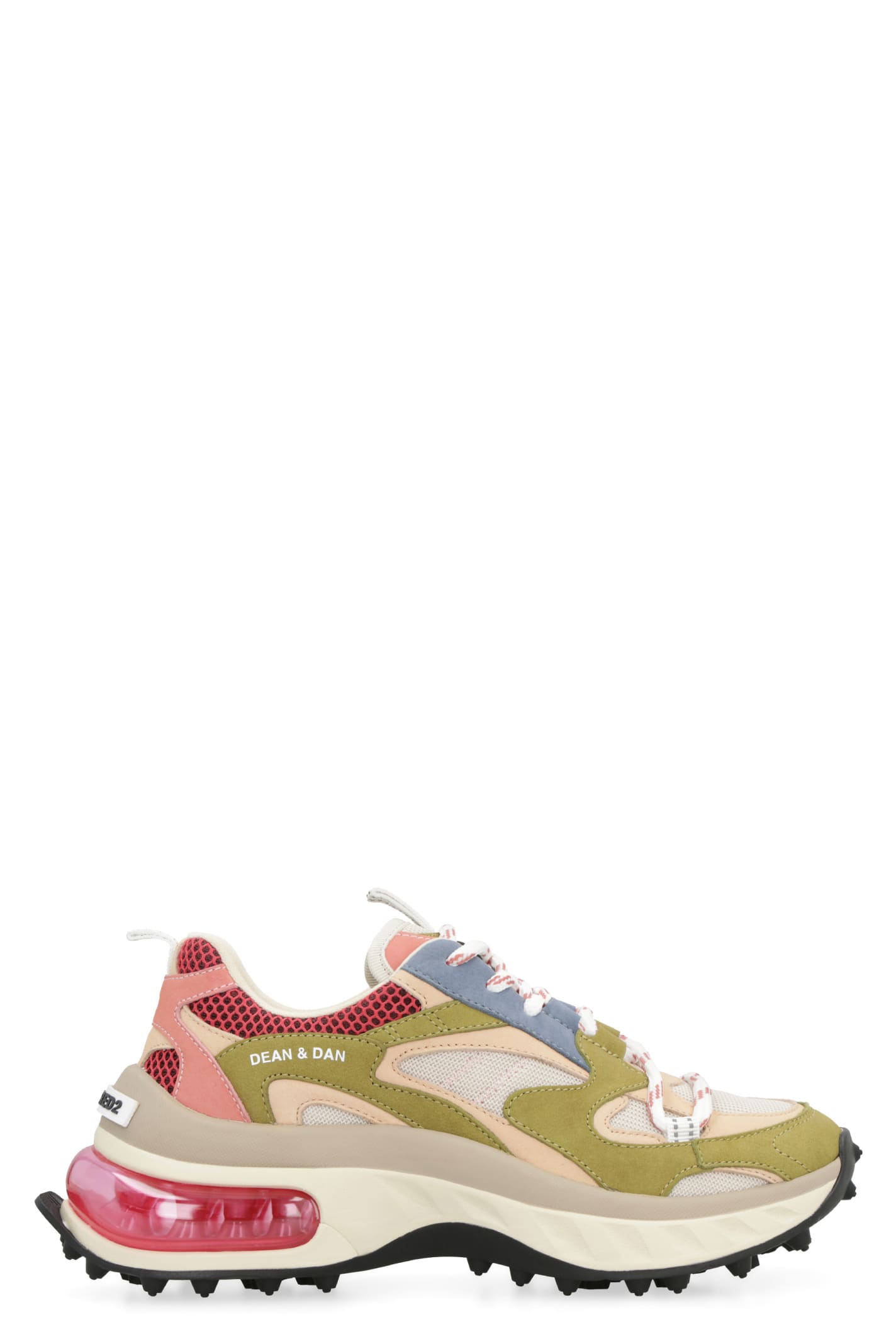 DSQUARED2 BUBBLE LEATHER AND FABRIC LOW-TOP SNEAKERS