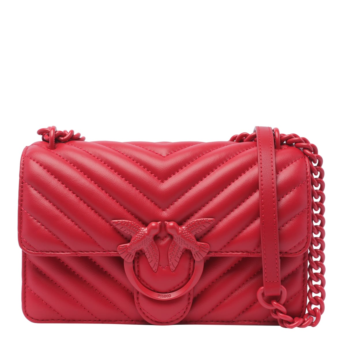 Shop Pinko Mini Love One Crossbody Bag In Red