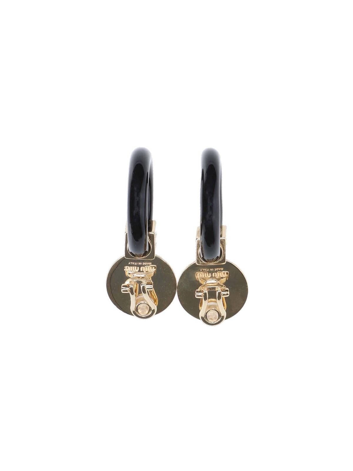 Shop Miu Miu Crystal Earrings In Oro+nero