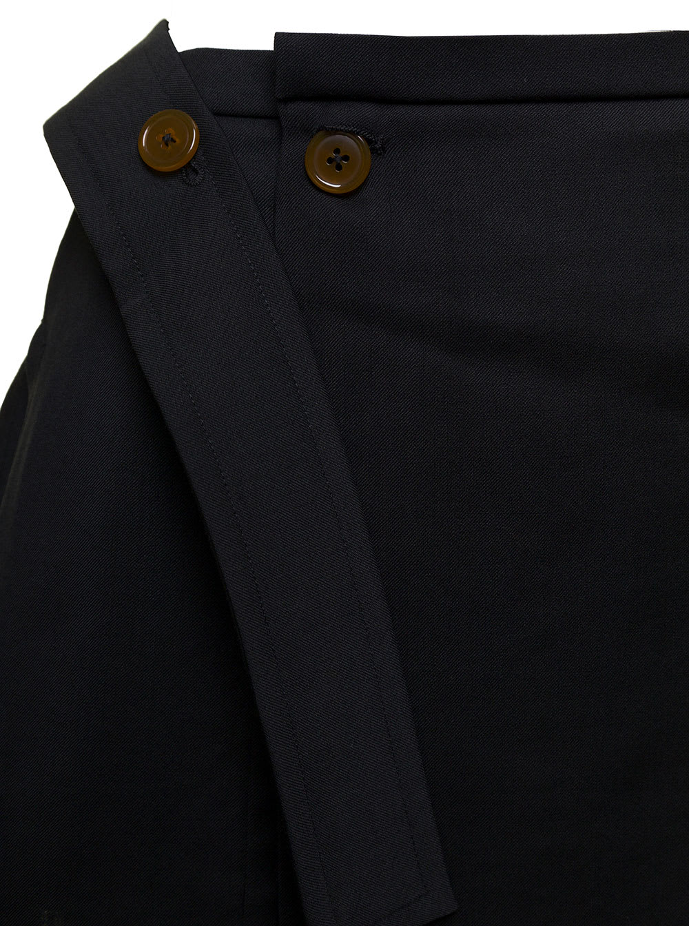 Shop Vivienne Westwood Meghan Black Asymmetric Mini Skirt With Buttons In Wool Woman