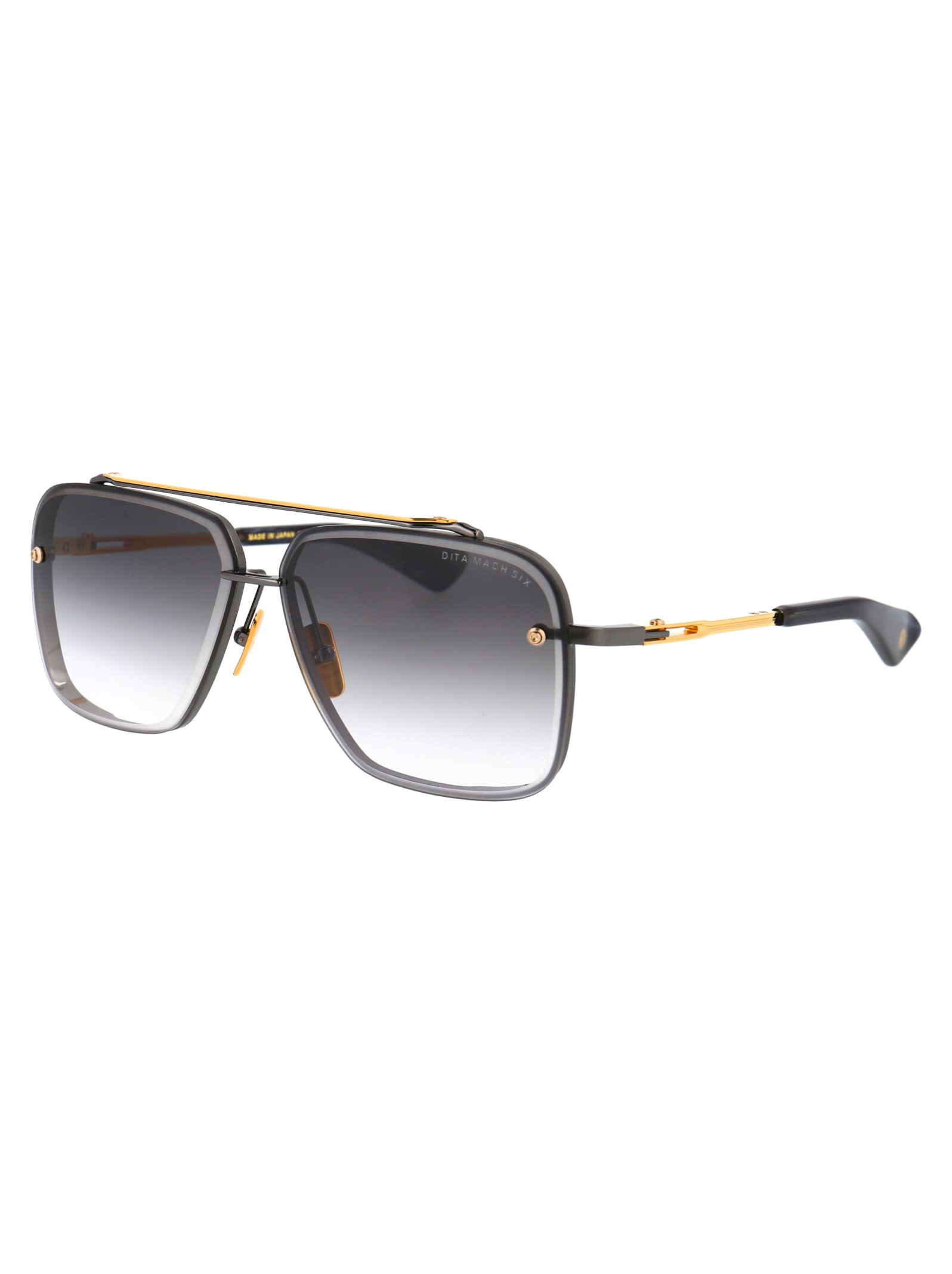 Shop Dita Mach-six Sunglasses In Black Rhodium - Yellow Gold Gradient
