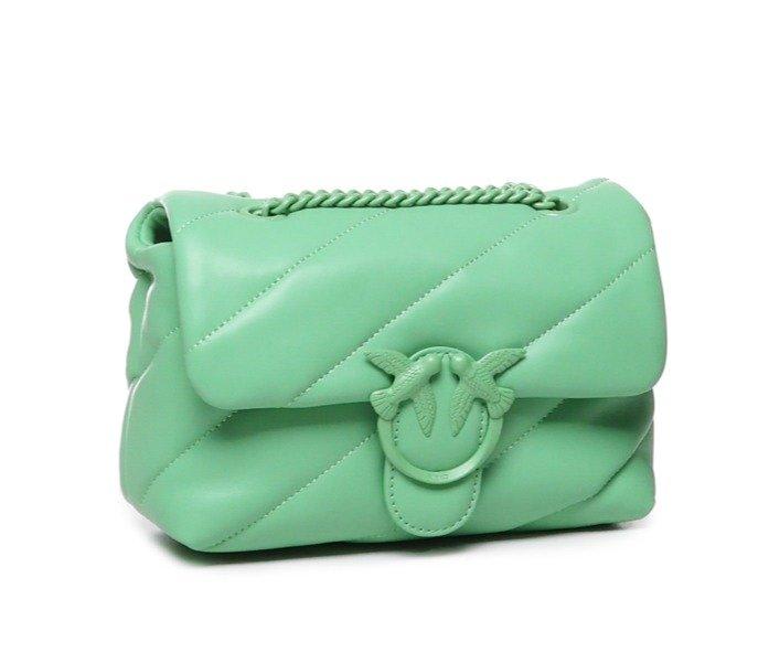 Pinko Love Bird Quilted Crossbody Bag In Green