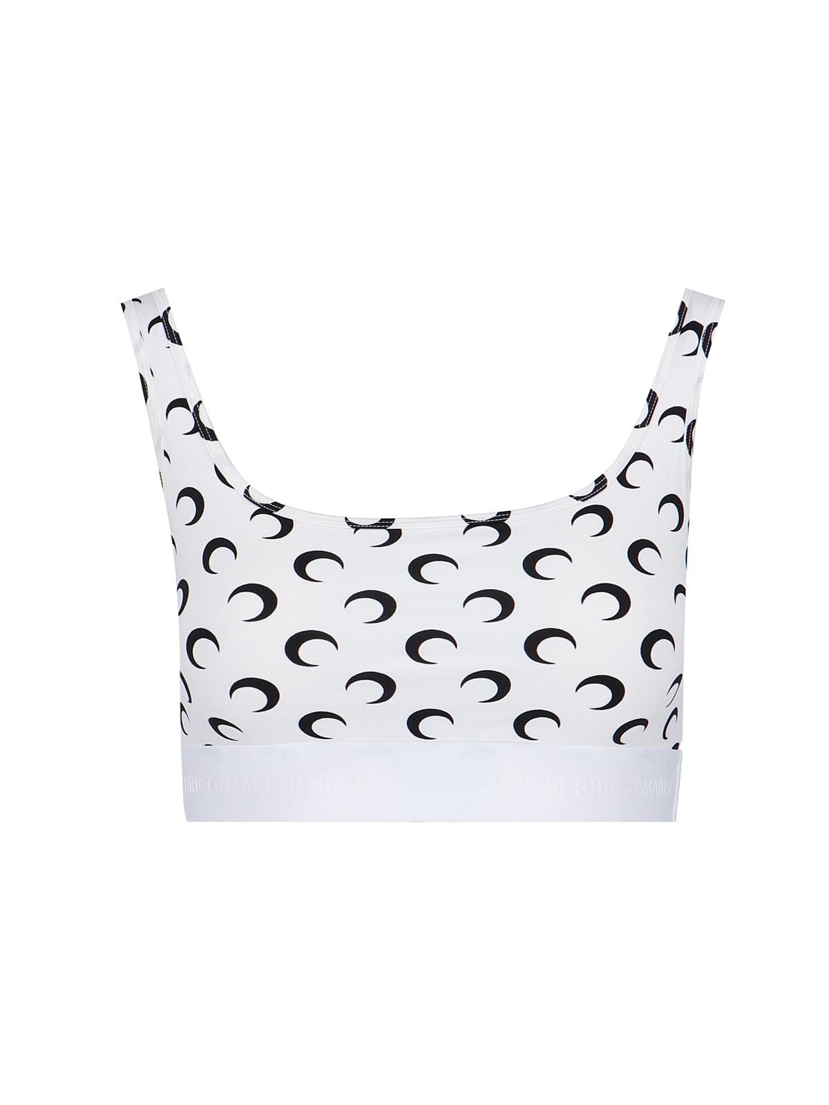 Shop Marine Serre Moon Crop Top In White/black