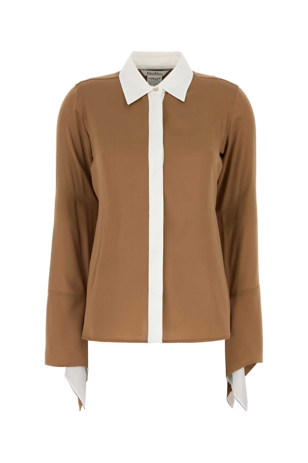 Max Mara Caramel Crepe Pio Shirt In Brown