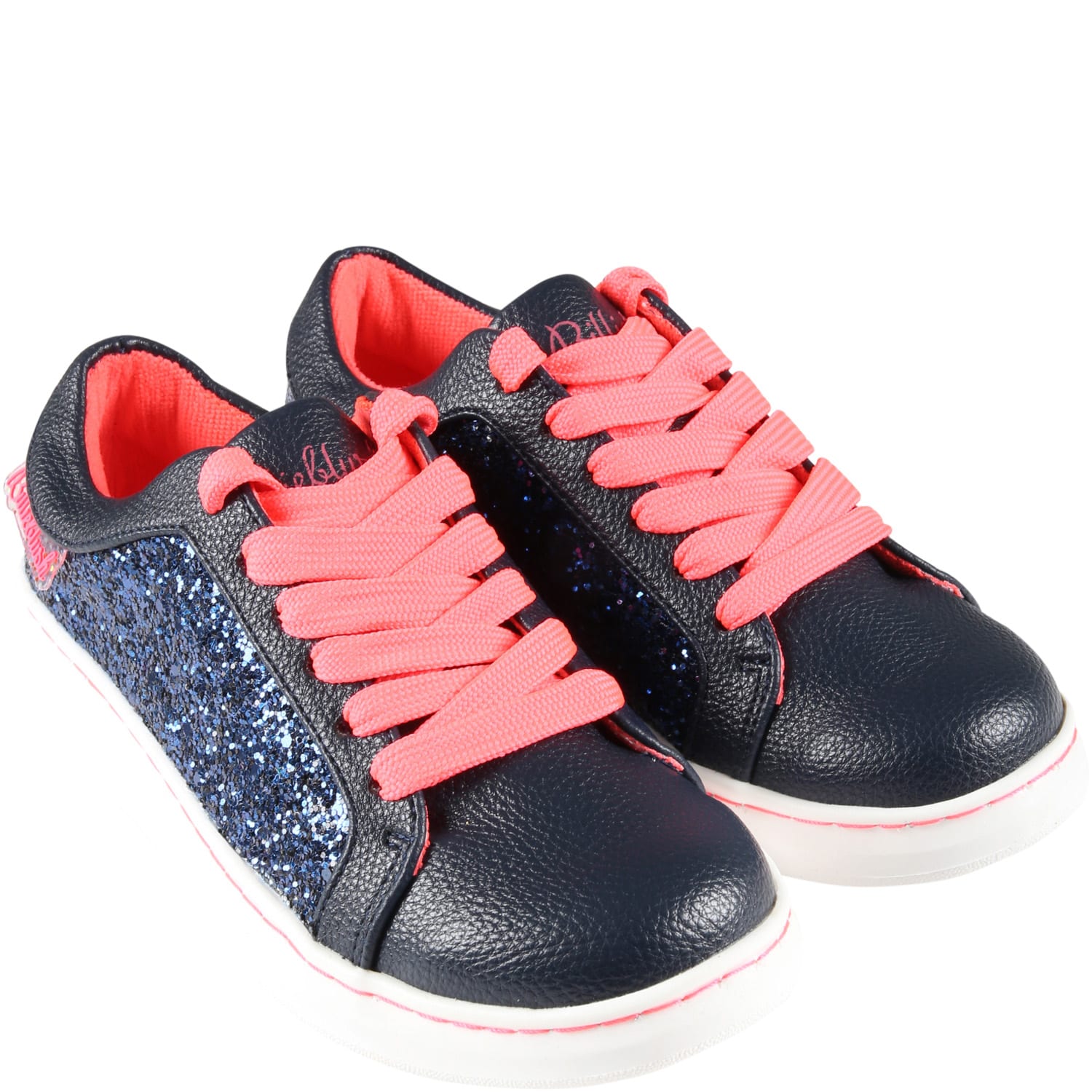 Shop Billieblush Blue Sneakers For Girl With Logo Patch