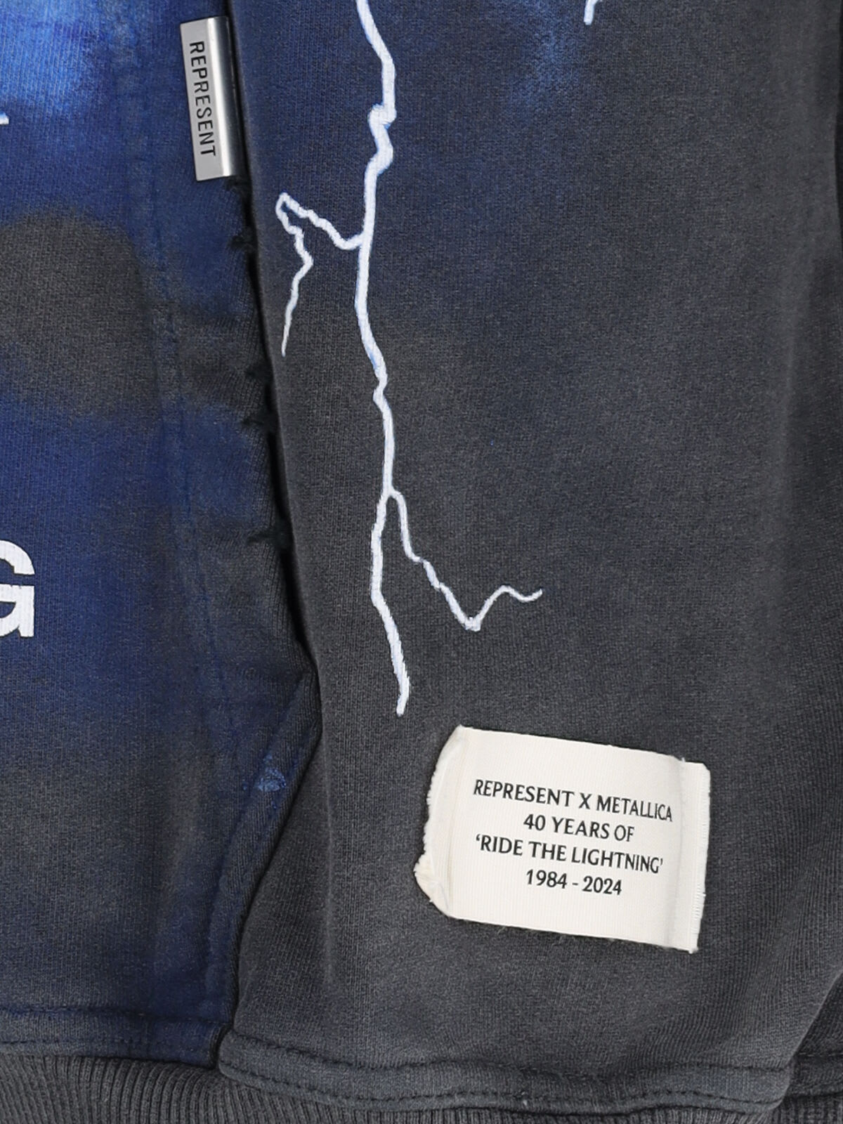 Represent 'ride The Lightning X Metallica' Gray Hoodie With Front And Back Print In Gray