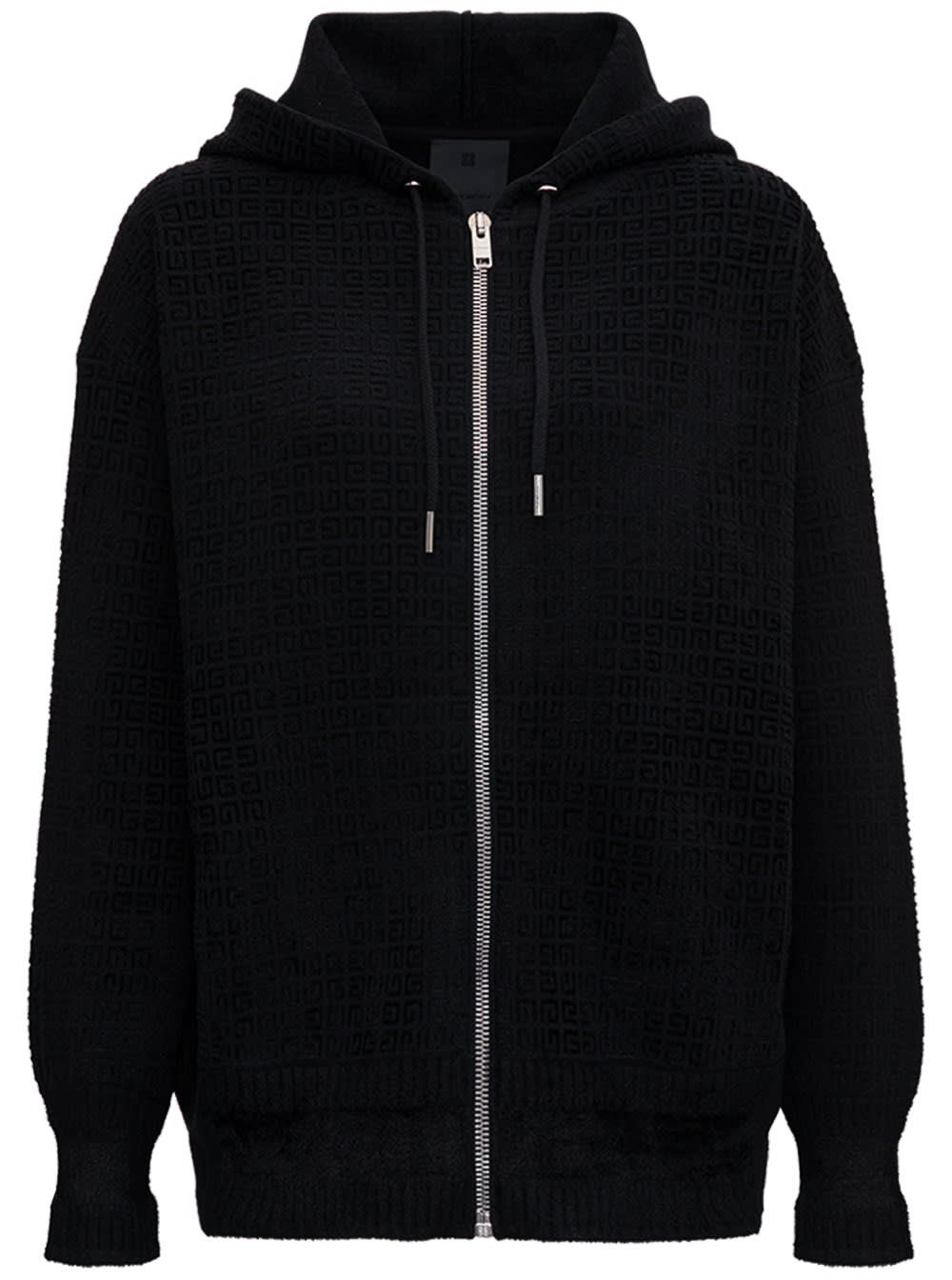Givenchy Black 4g Hoodie In Viscose Blend