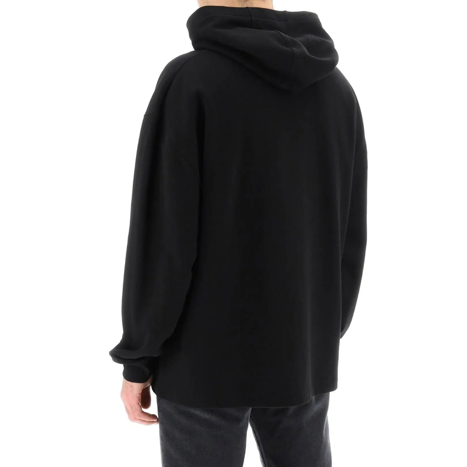 Shop Versace Varsity Hooded Sweatshirt In Black