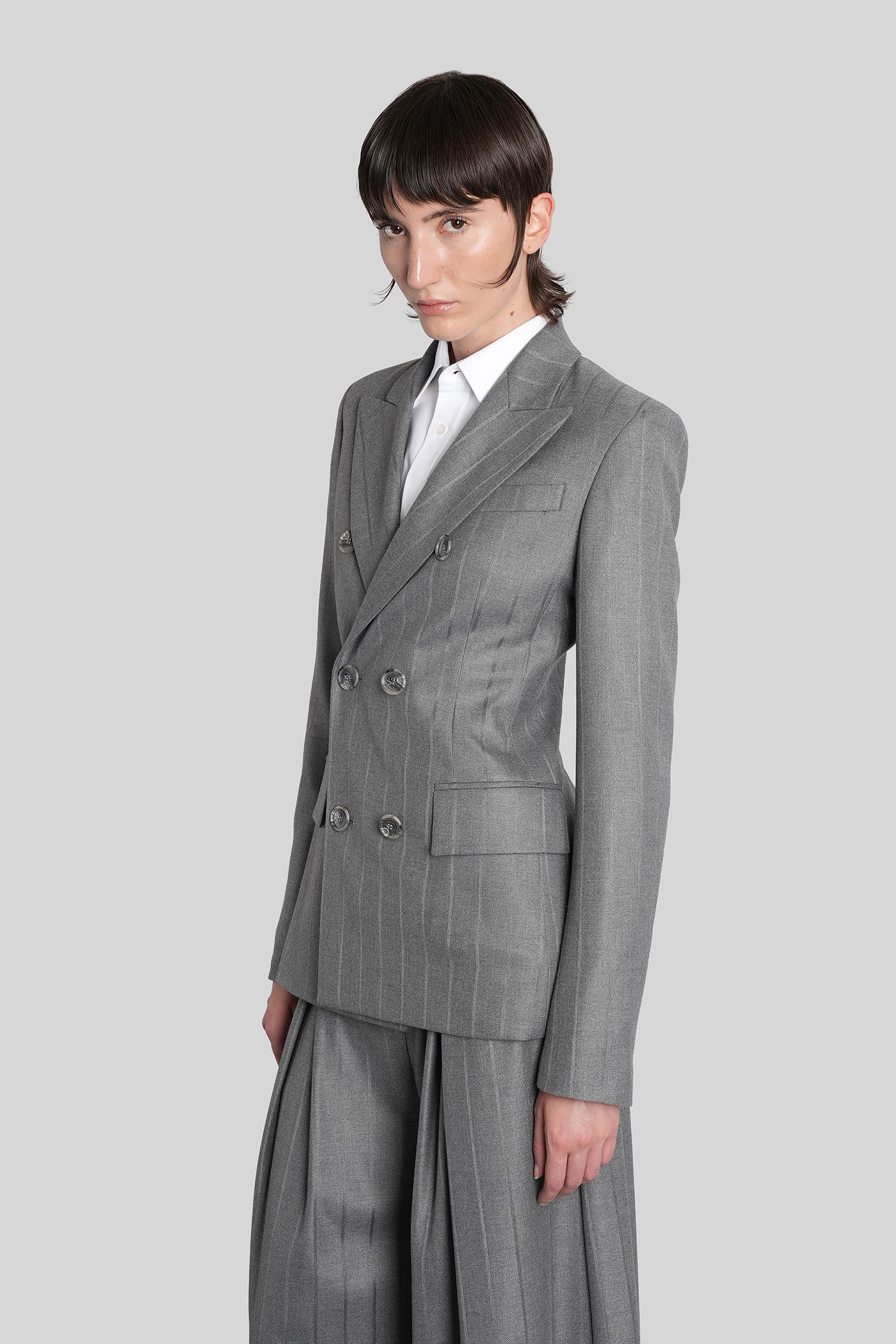 The Andamane Shannon Blazer In Grey Polyester In Gray