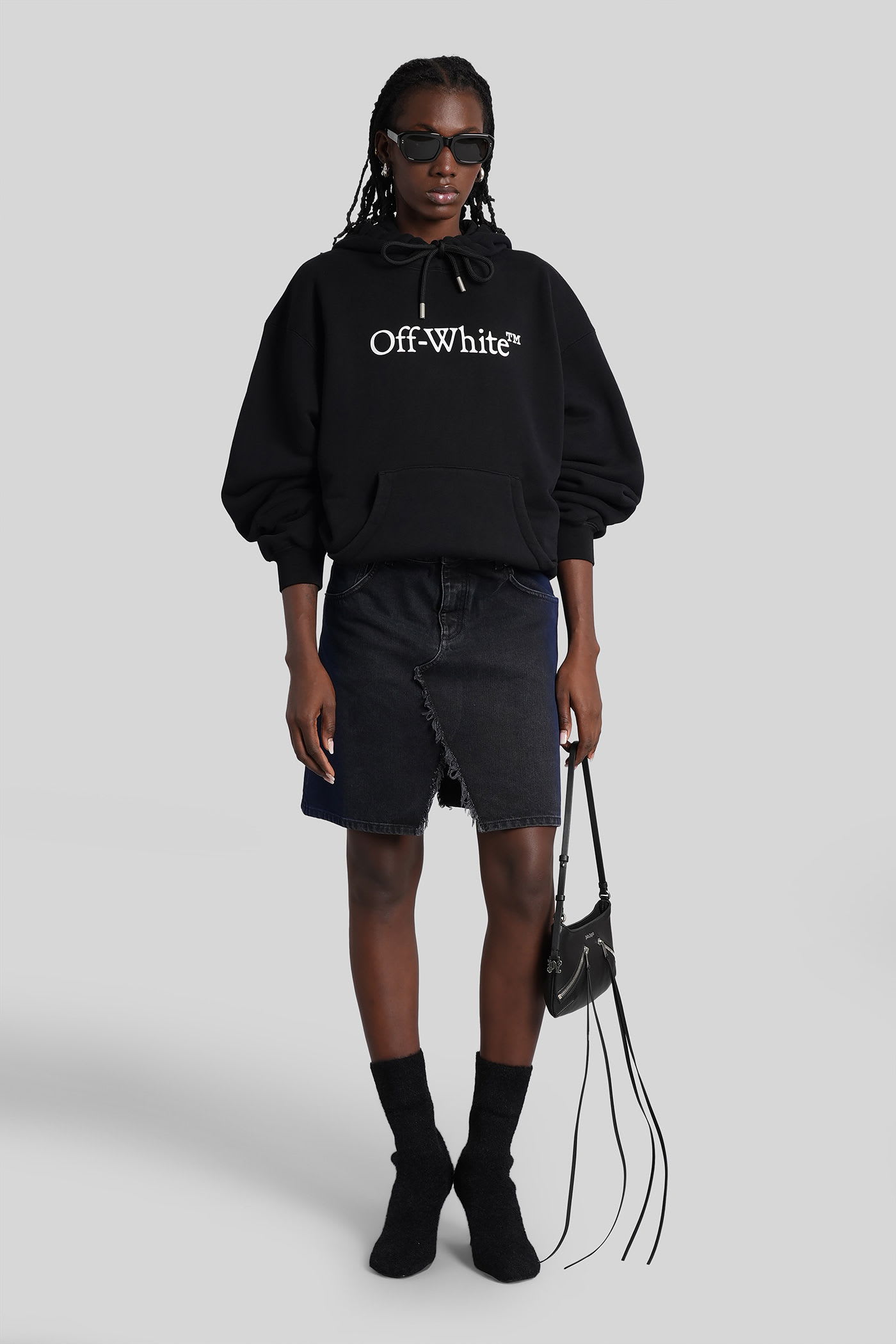 Off-white Big Logo Bookkish Hoodie In Black