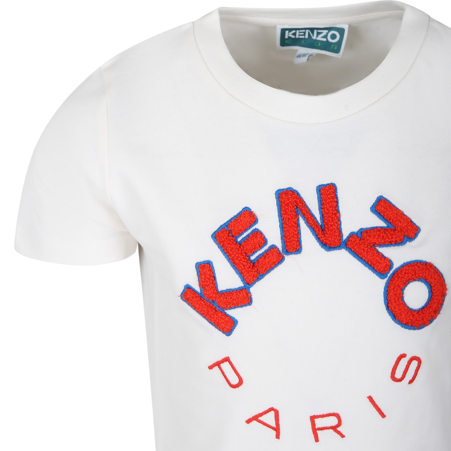 Shop Kenzo White T-shirt For Boy With Logo In Ivory