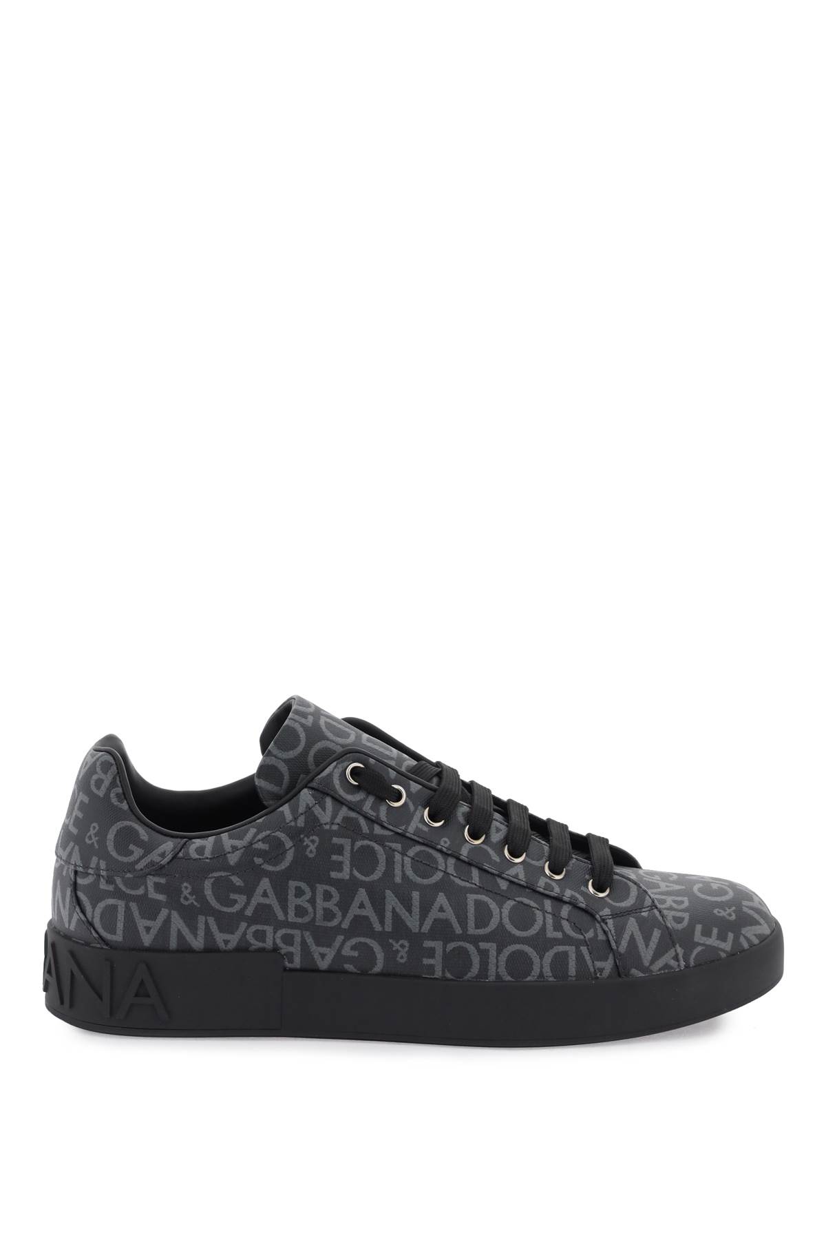 Shop Dolce & Gabbana Portofino Jacquard Sneakers In Nero/grigio