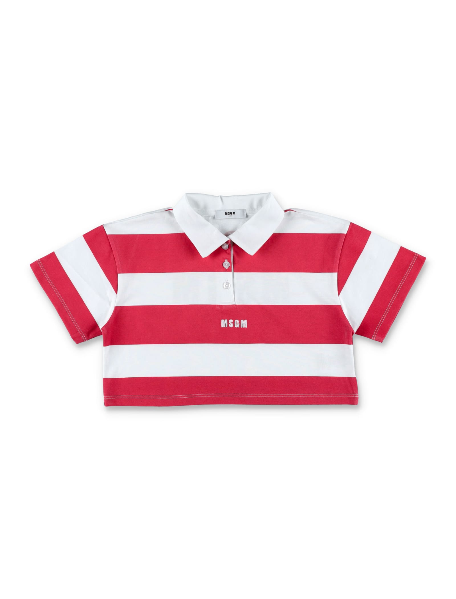 MSGM Cropped Striped Polo Shirt
