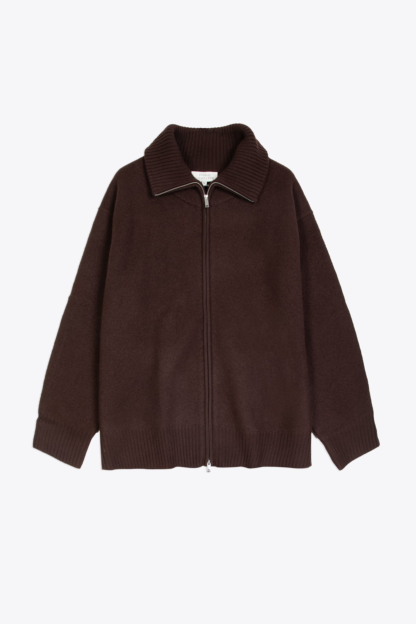 Knitwear - 5gg Boiled Wool Half Zip Jumper Brown boiled wool cardigan with metal zip - Iwaki