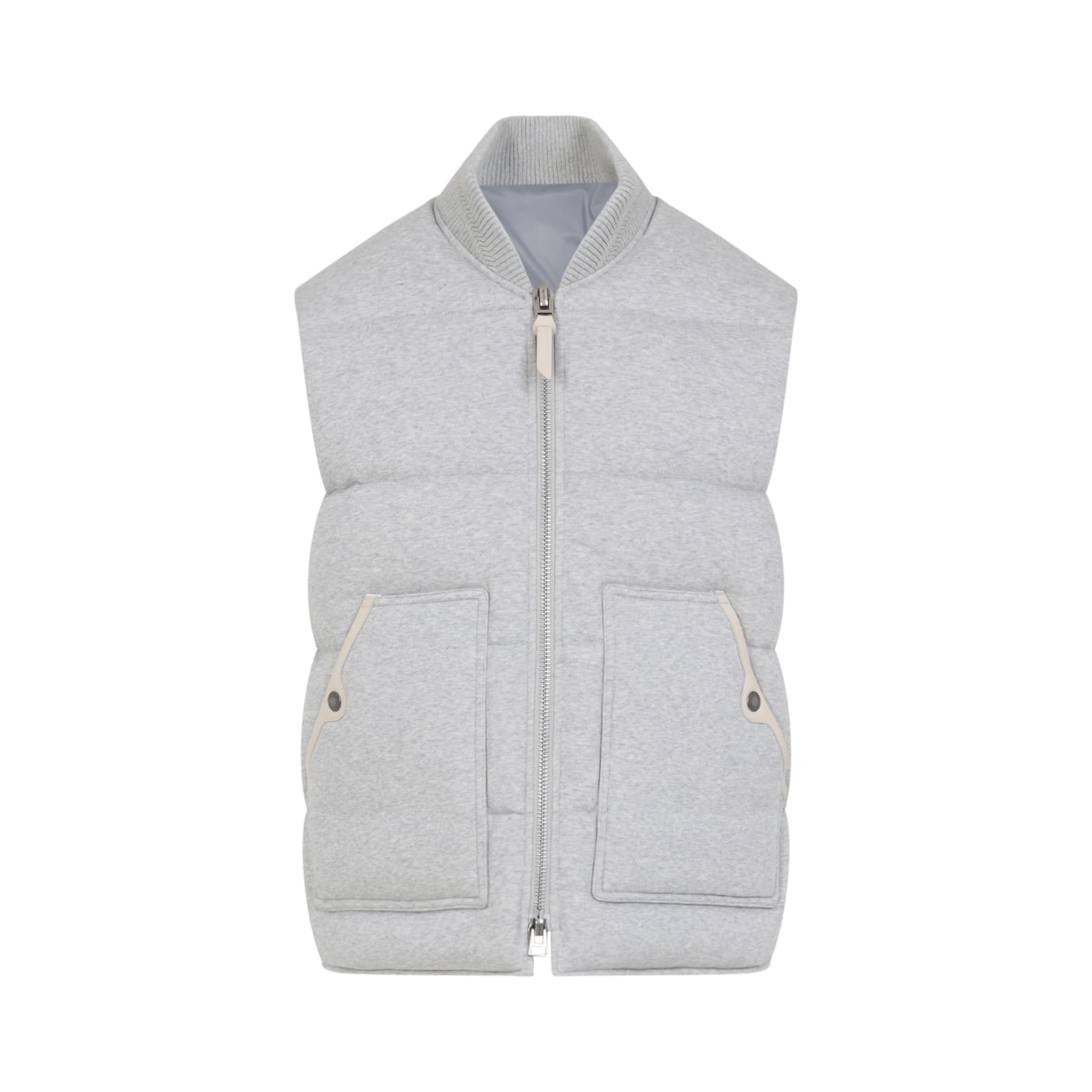 Tom Ford Quilted Ribbed Collar Side Pockets Jacket In Gray