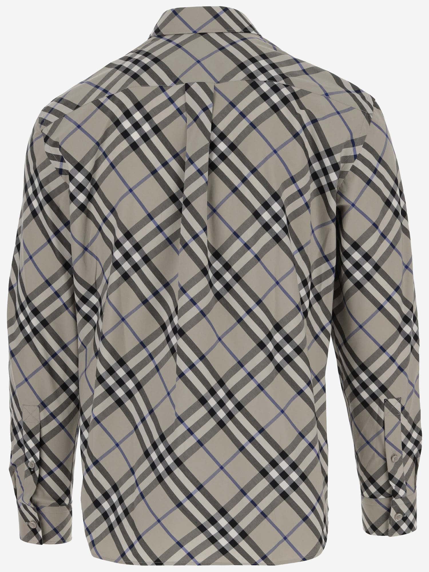 Shop Burberry Cotton Shirt With Check Pattern In Red