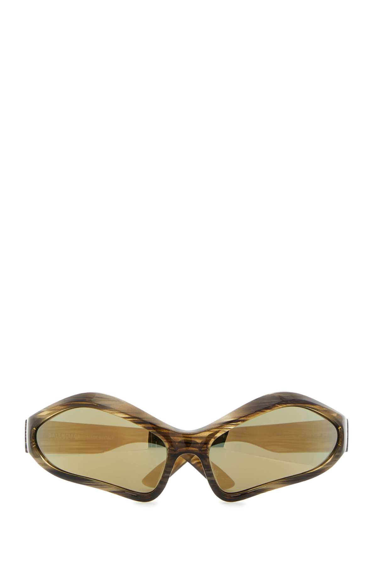 Shop Balenciaga Multicolor Acetate Fennec Oval Sunglasses In Hornmirrorbronze