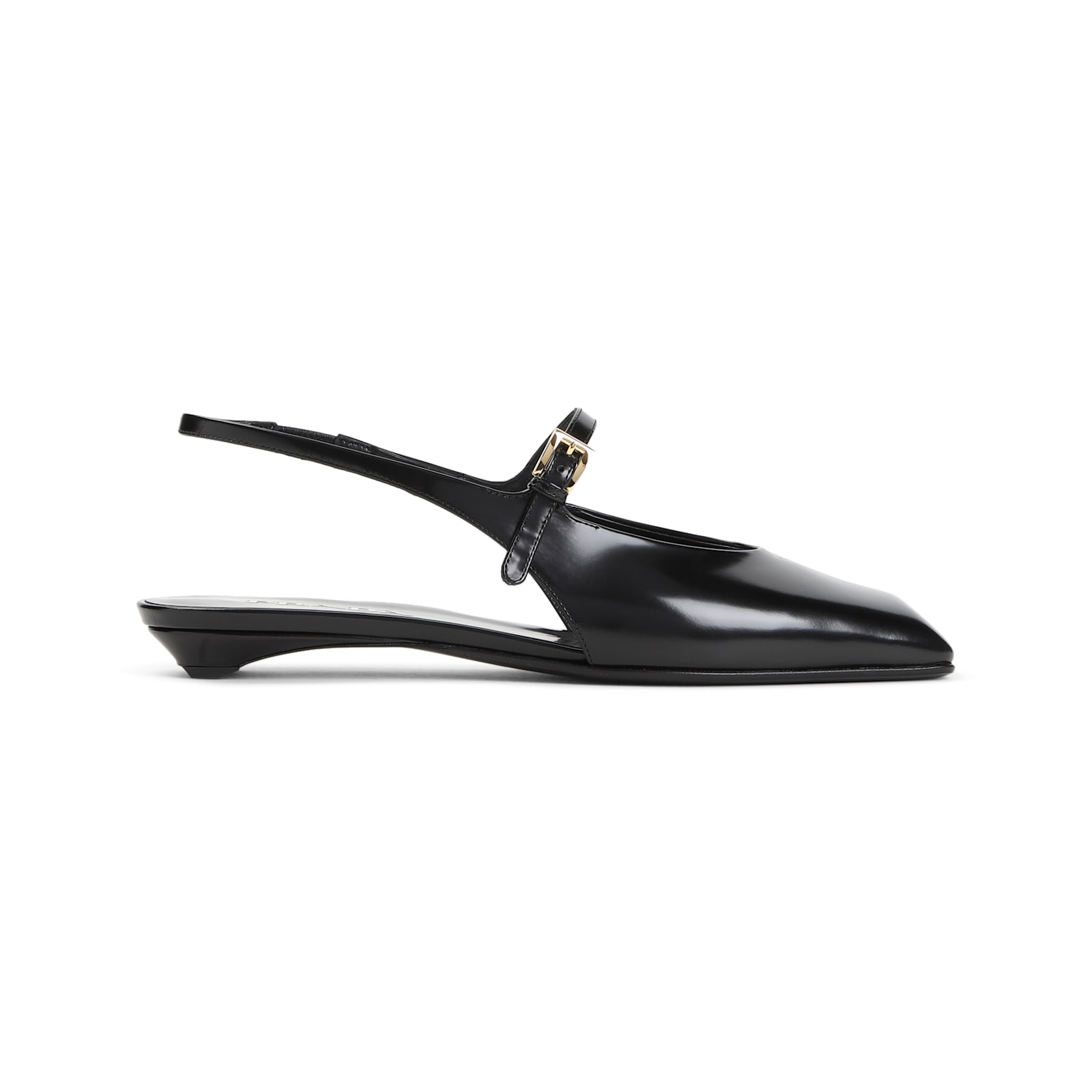 Prada Mary Jane Patent Pointy-toe Slingback Ballerina Flat In Nero