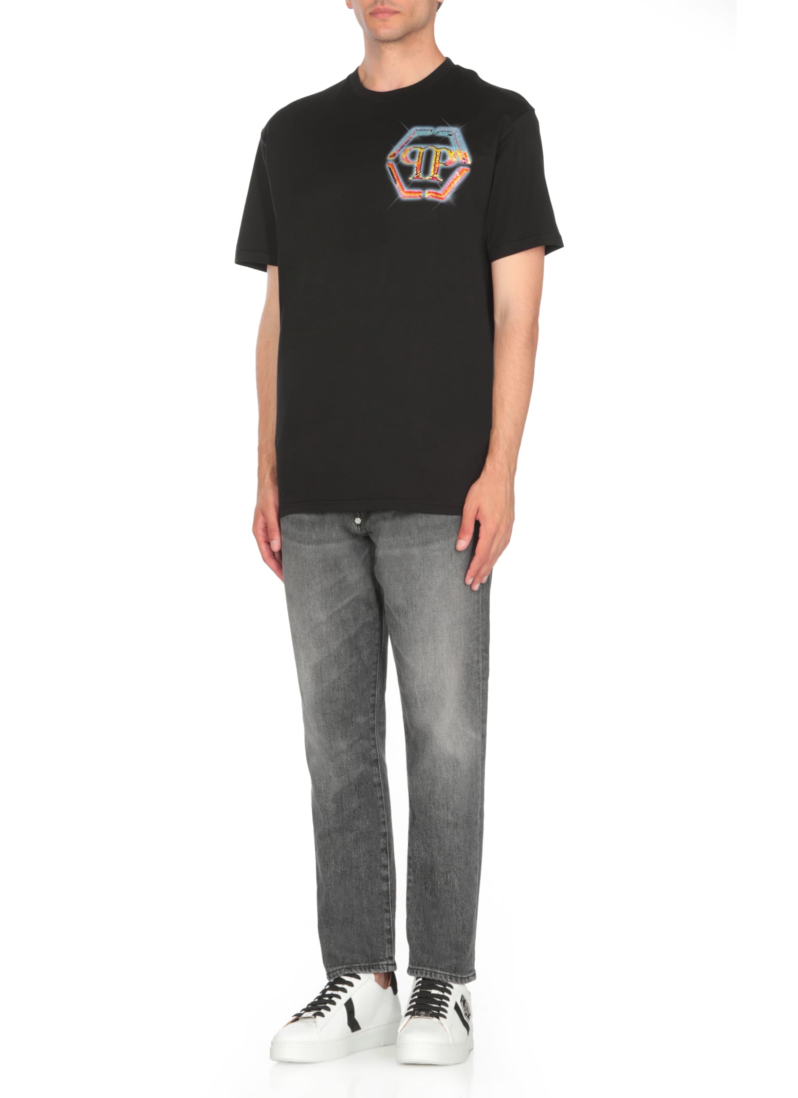 Shop Philipp Plein Logoed T-shirt In Black