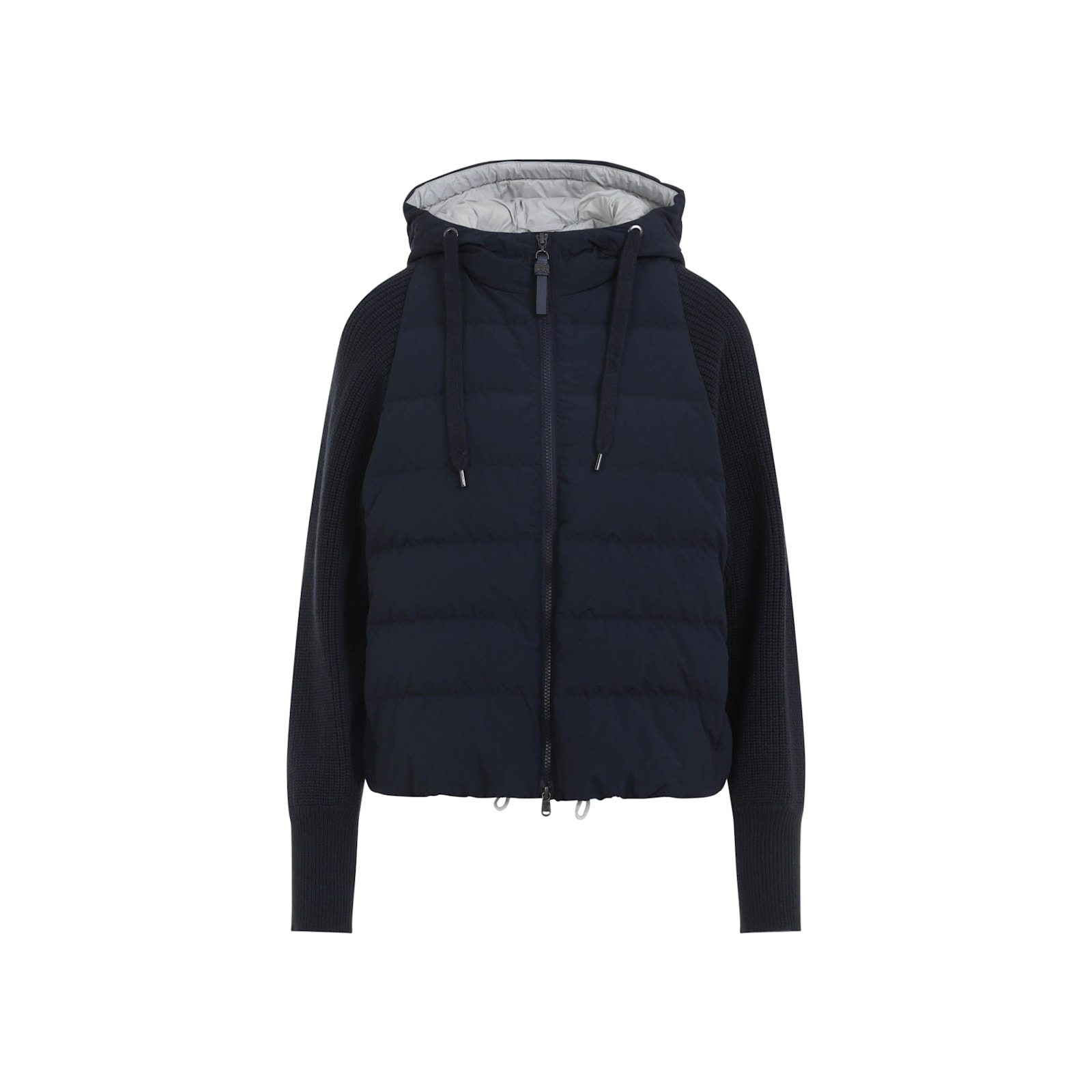 Brunello Cucinelli Women Two-material Puffer Jacket In Blue