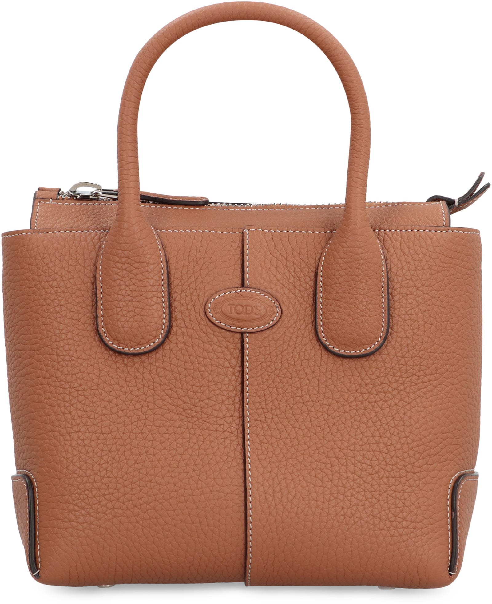 Shop Tod's Tods Di Smooth Leather Tote Bag In Saddle Brown
