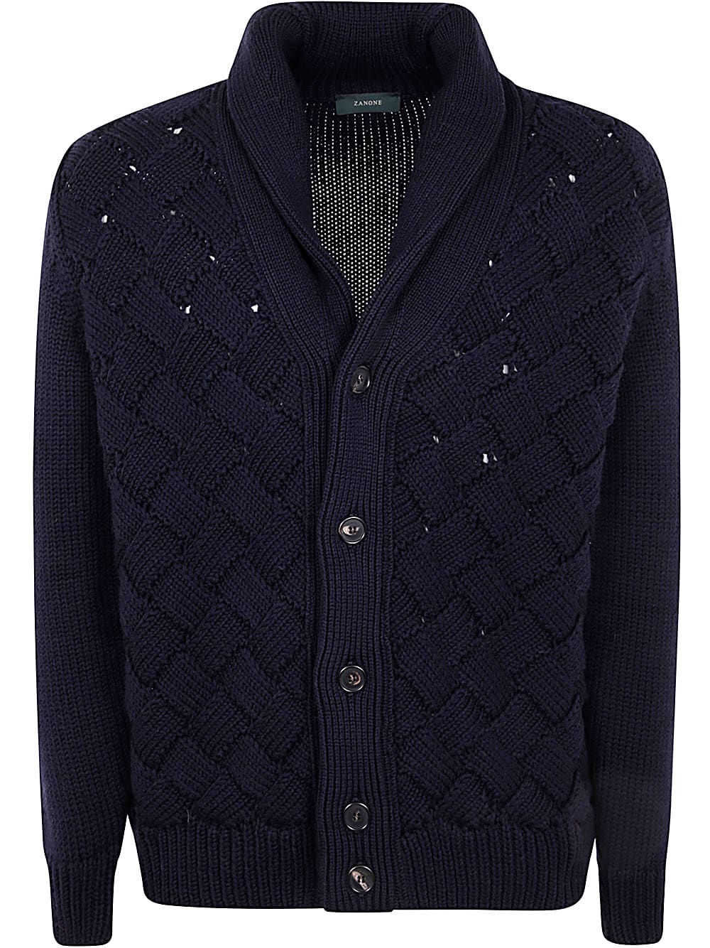 Shop Zanone Cardigan Scial Slim Fit In Blue