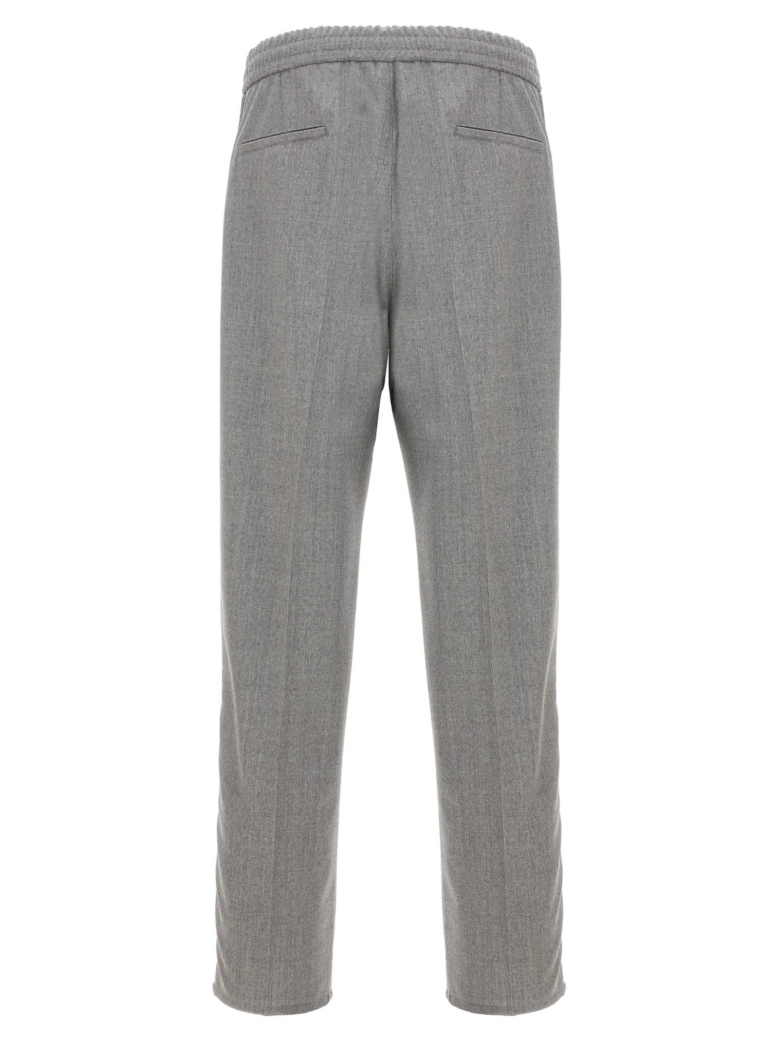 Shop Brunello Cucinelli Front Pleat Pants In Gray