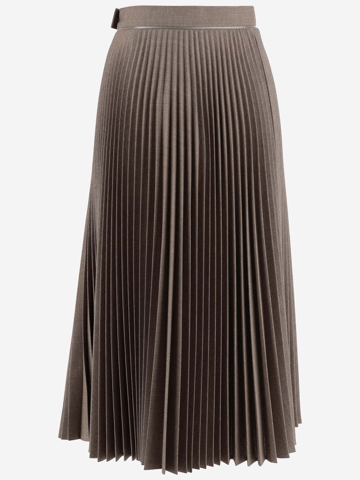 Shop Burberry Wool Blend Pleated Skirt In Beige