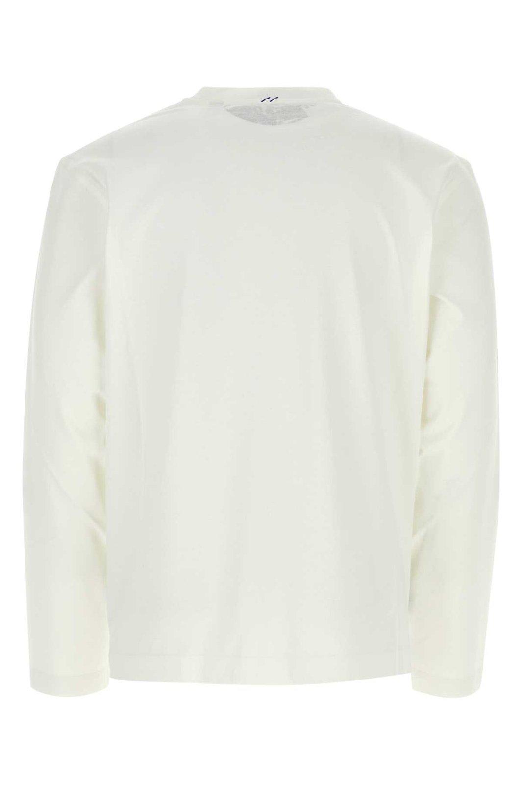 Shop Burberry Allover Logo Printed Long Sleeved T-shirt In White