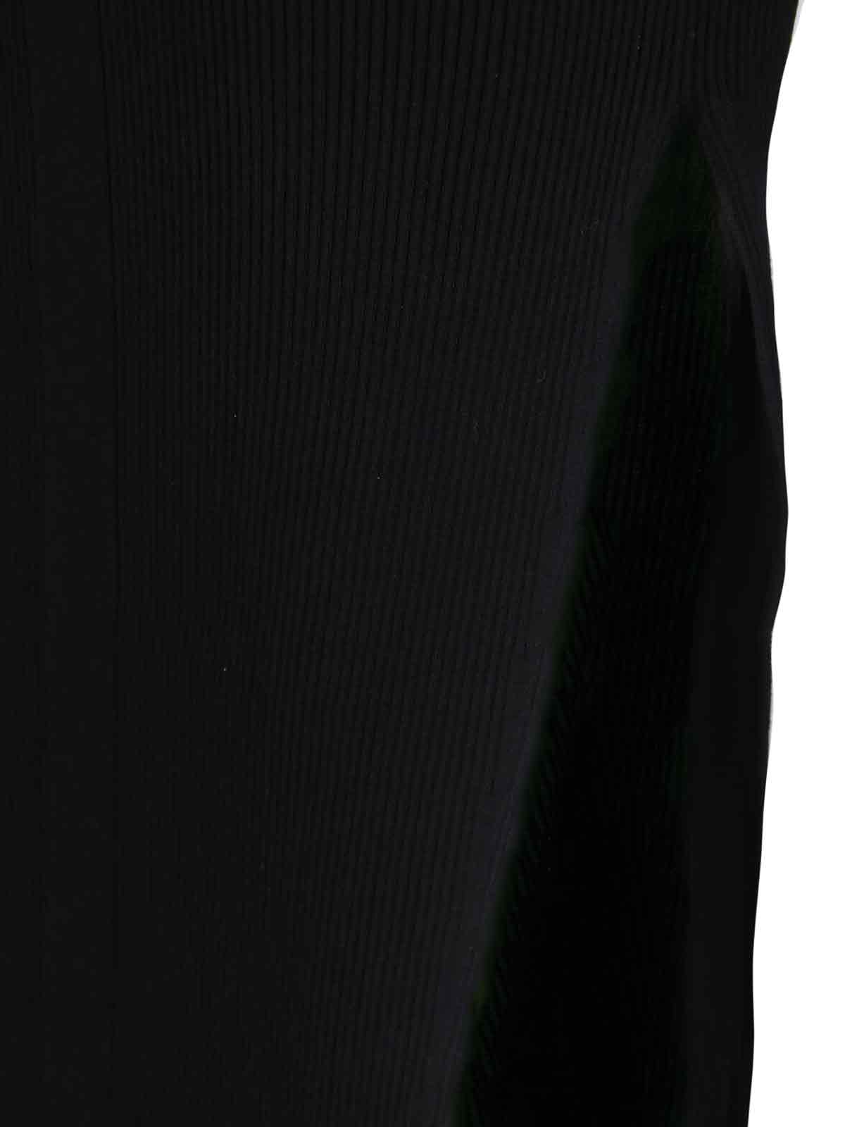 Rick Owens Athena Long Black Ribbed One Shoulder Dress In Wool In Black