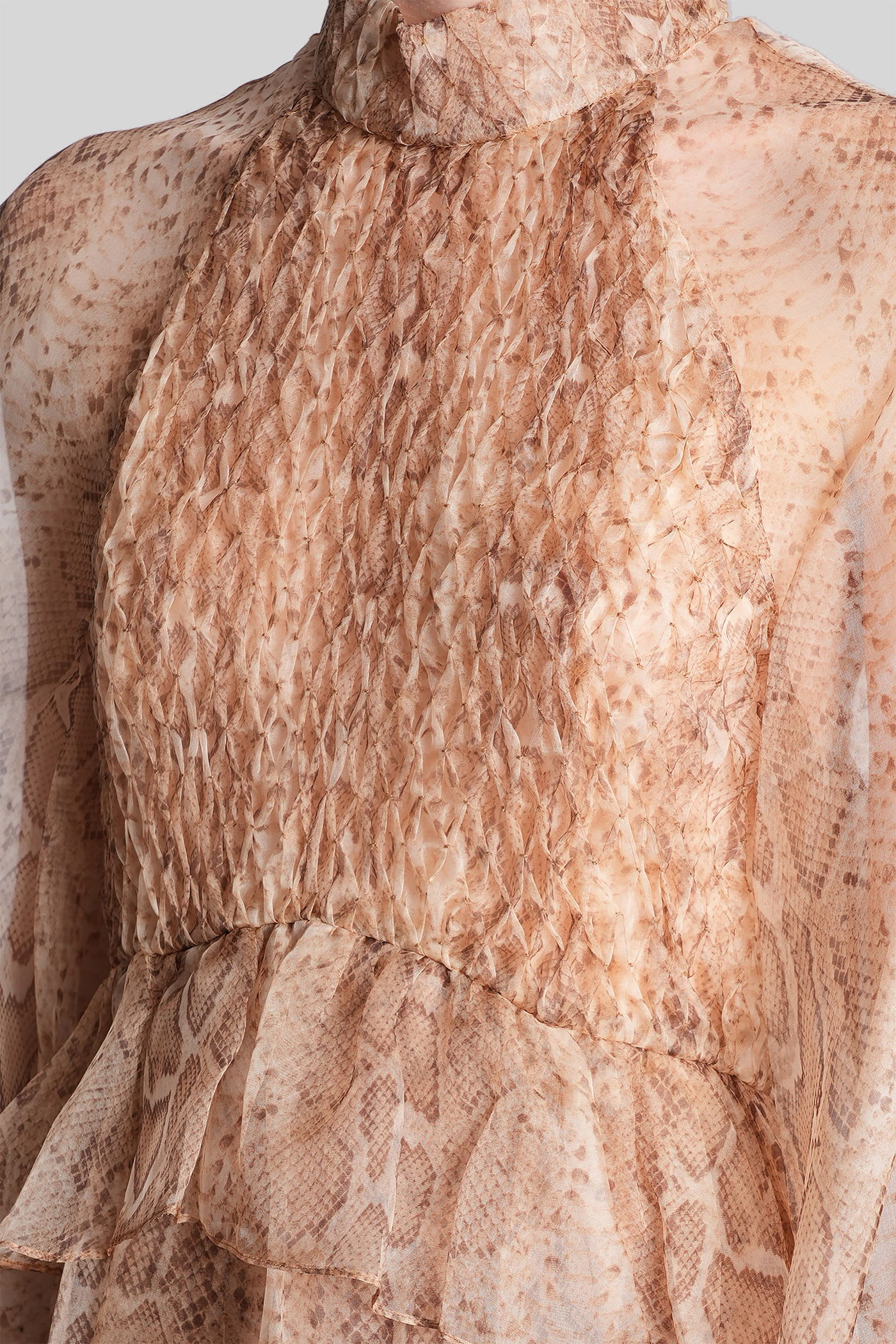 Zimmermann Long Dress In Beige Silk In Brown