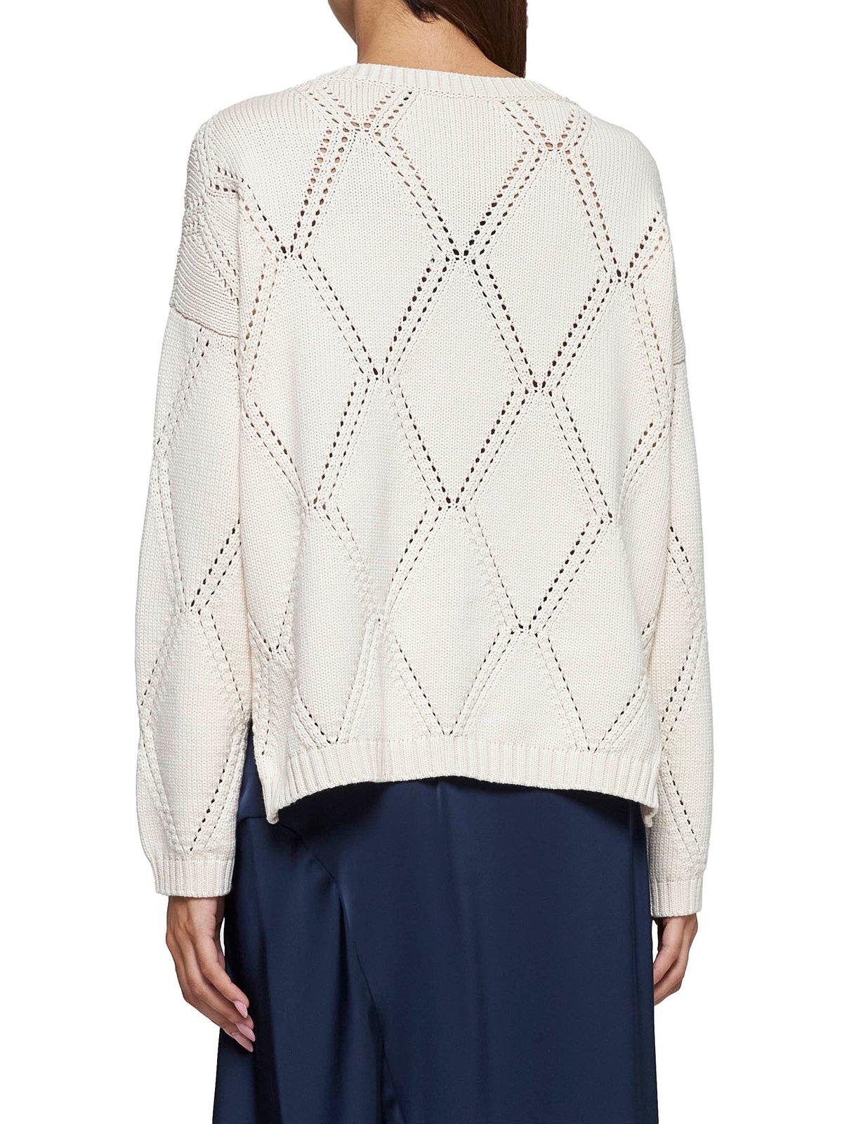 Shop Weekend Max Mara Cerwneck Asymmetric Oversized Jumper In Ecru