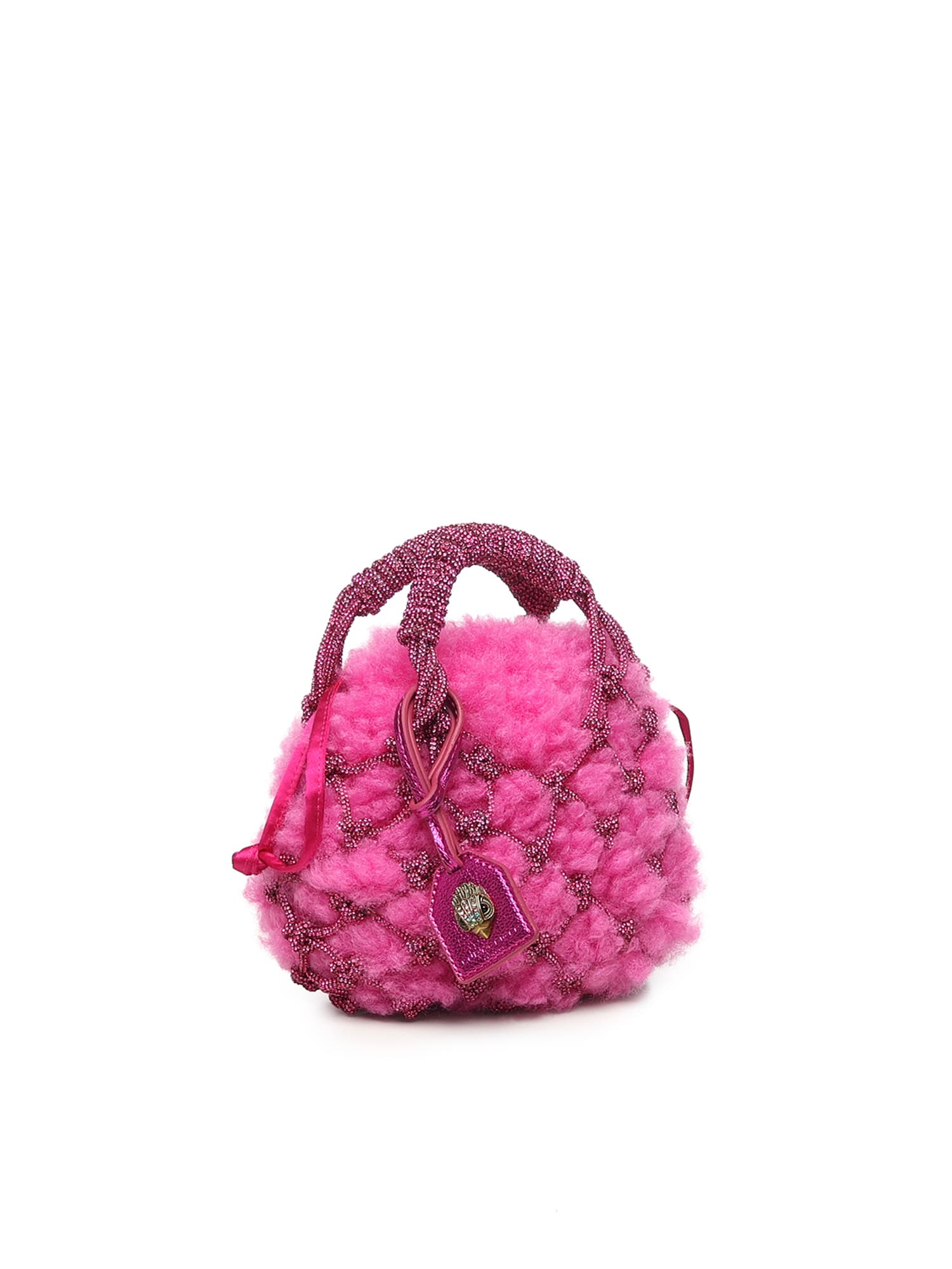 Kurt Geiger Mini Macramé Bag With Crystals In Pink