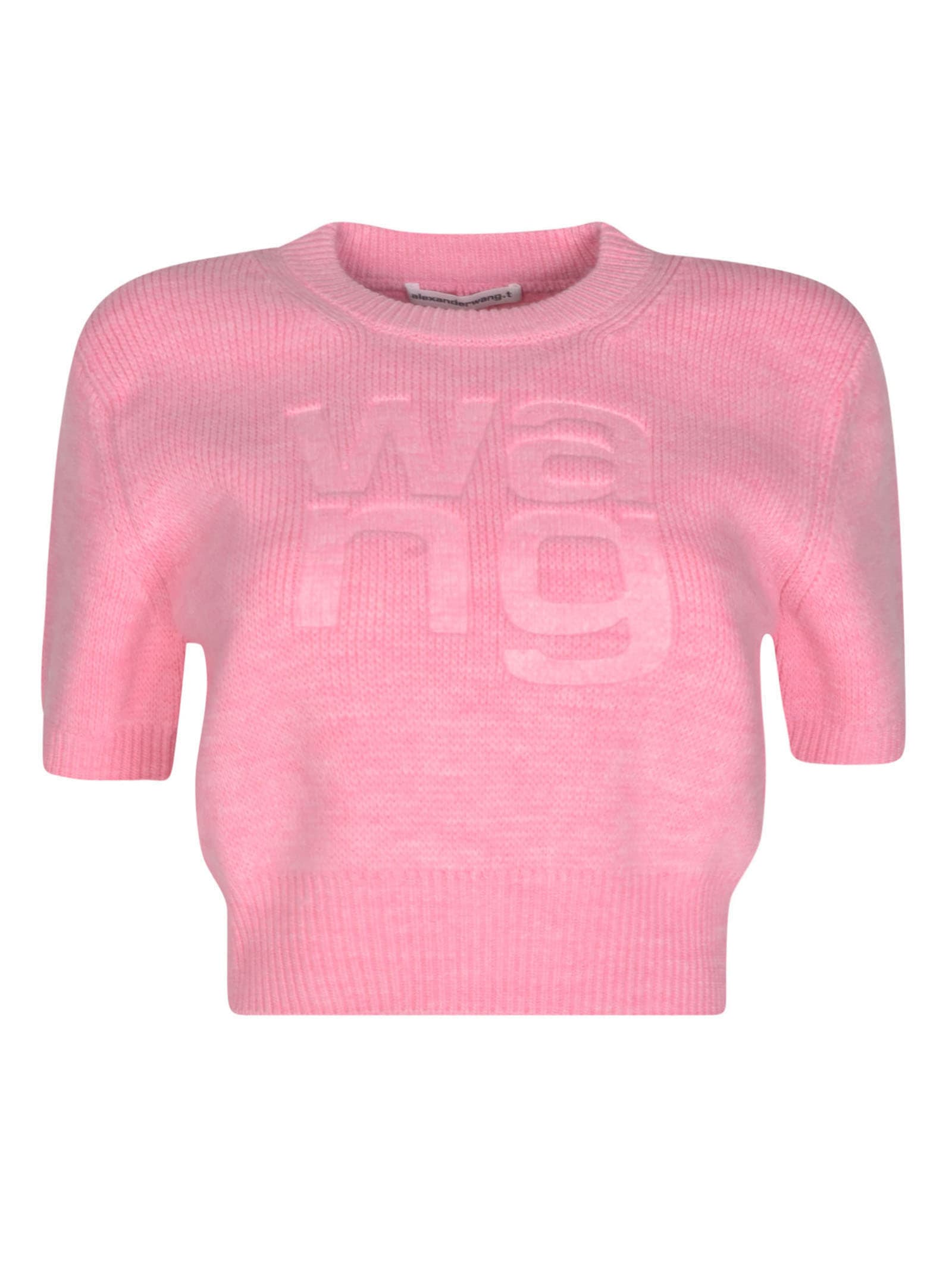 Shop Alexander Wang Debossed Stacked Logo T-shirt In Prism Pink