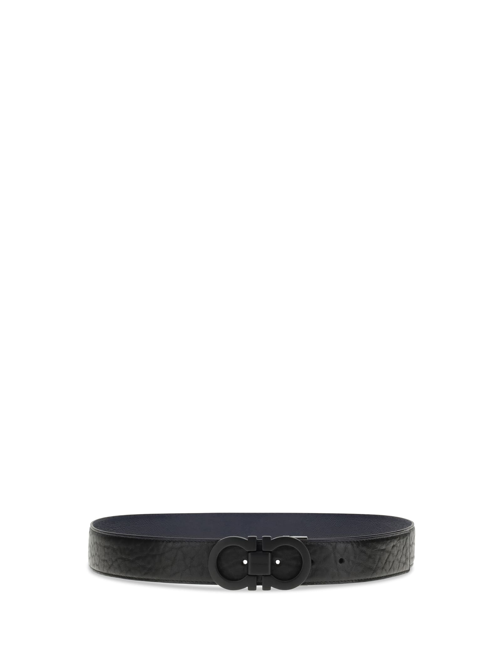 Ferragamo Men Reversible Gancini Belt In Black