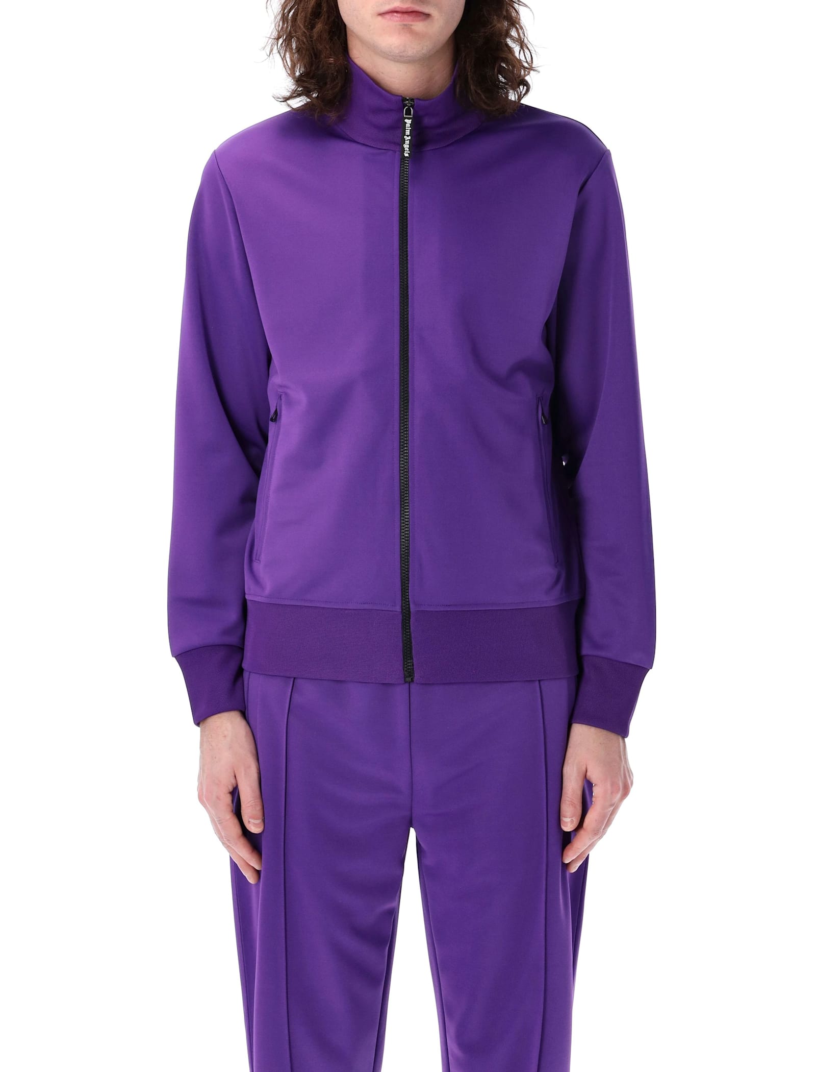 Palm Angels Curved Logo Track Jacket In Purple