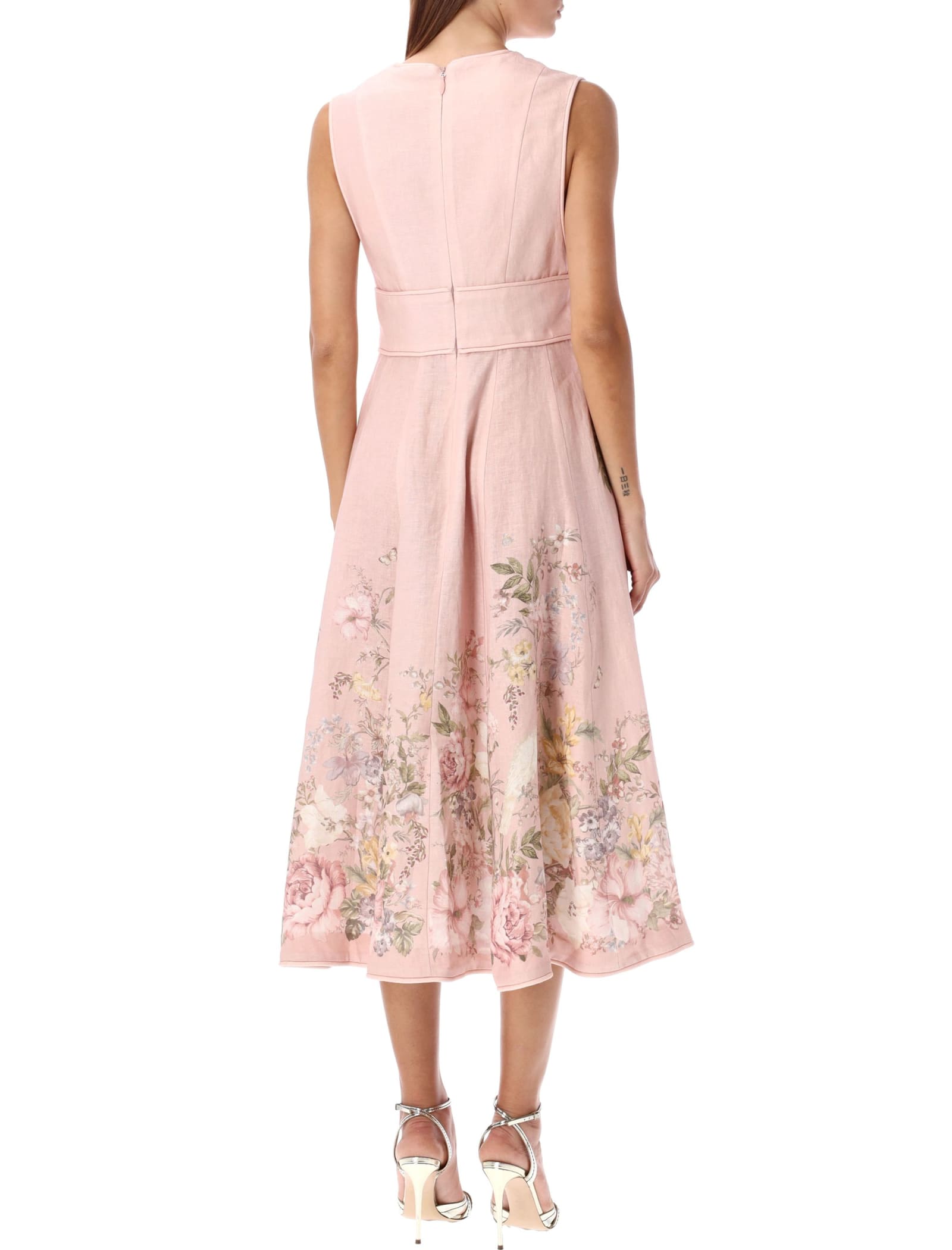 Shop Zimmermann Waverly Midi Rose Dress In Pink Floral