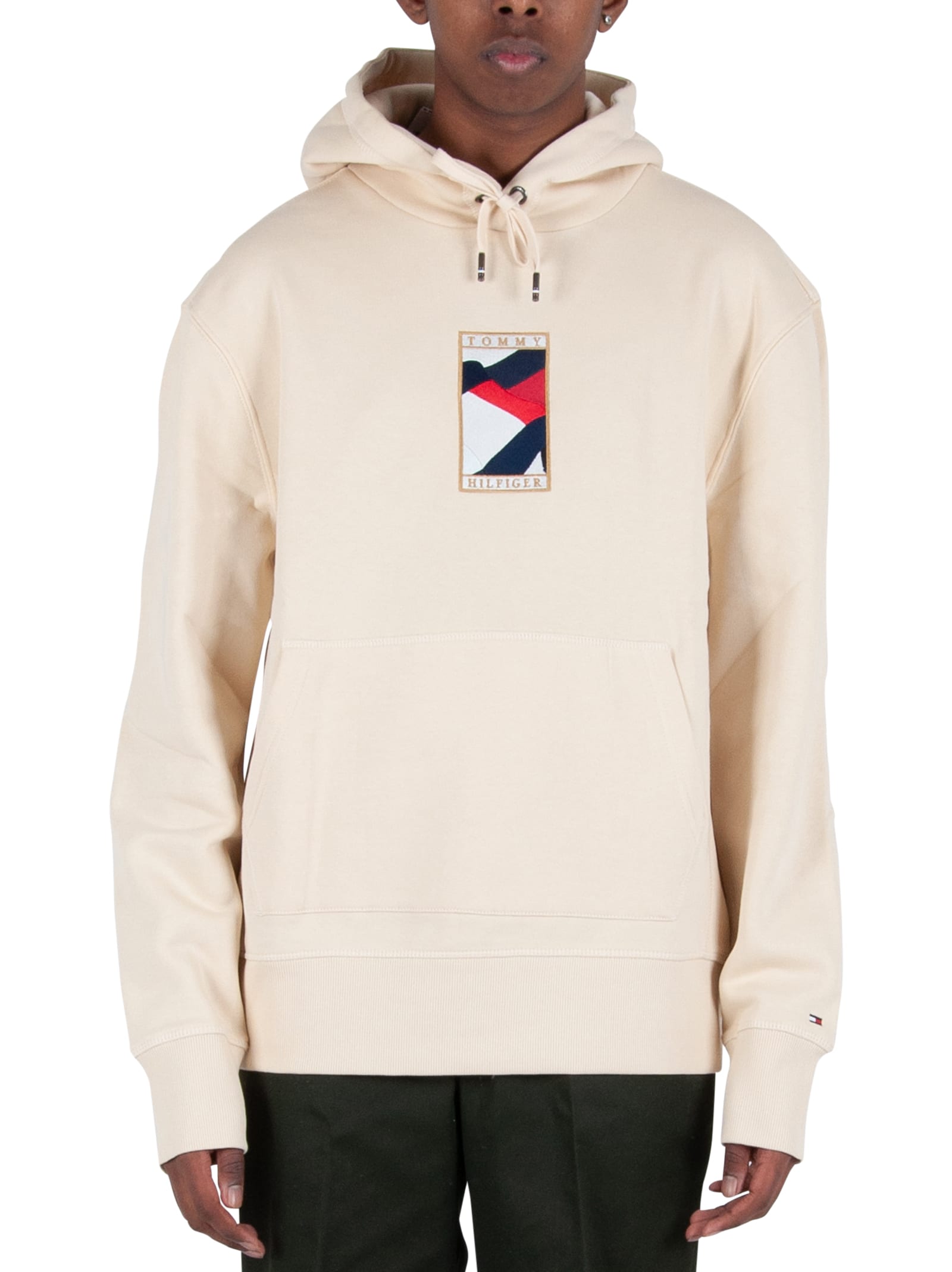 Tommy Hilfiger Icon Flag Hoody In Crema