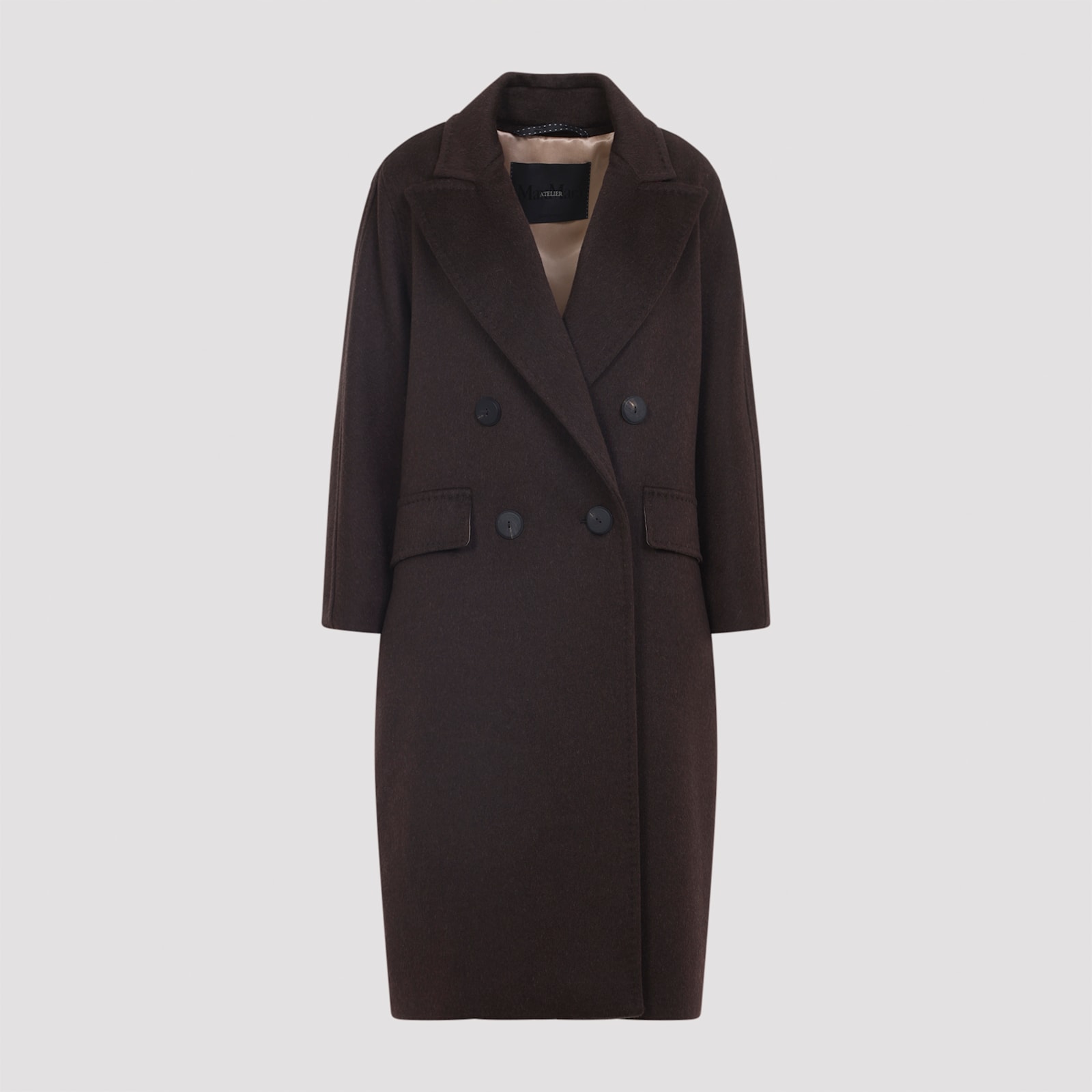 Max Mara Oversized Double Breasted Cashmere Coat In Brown